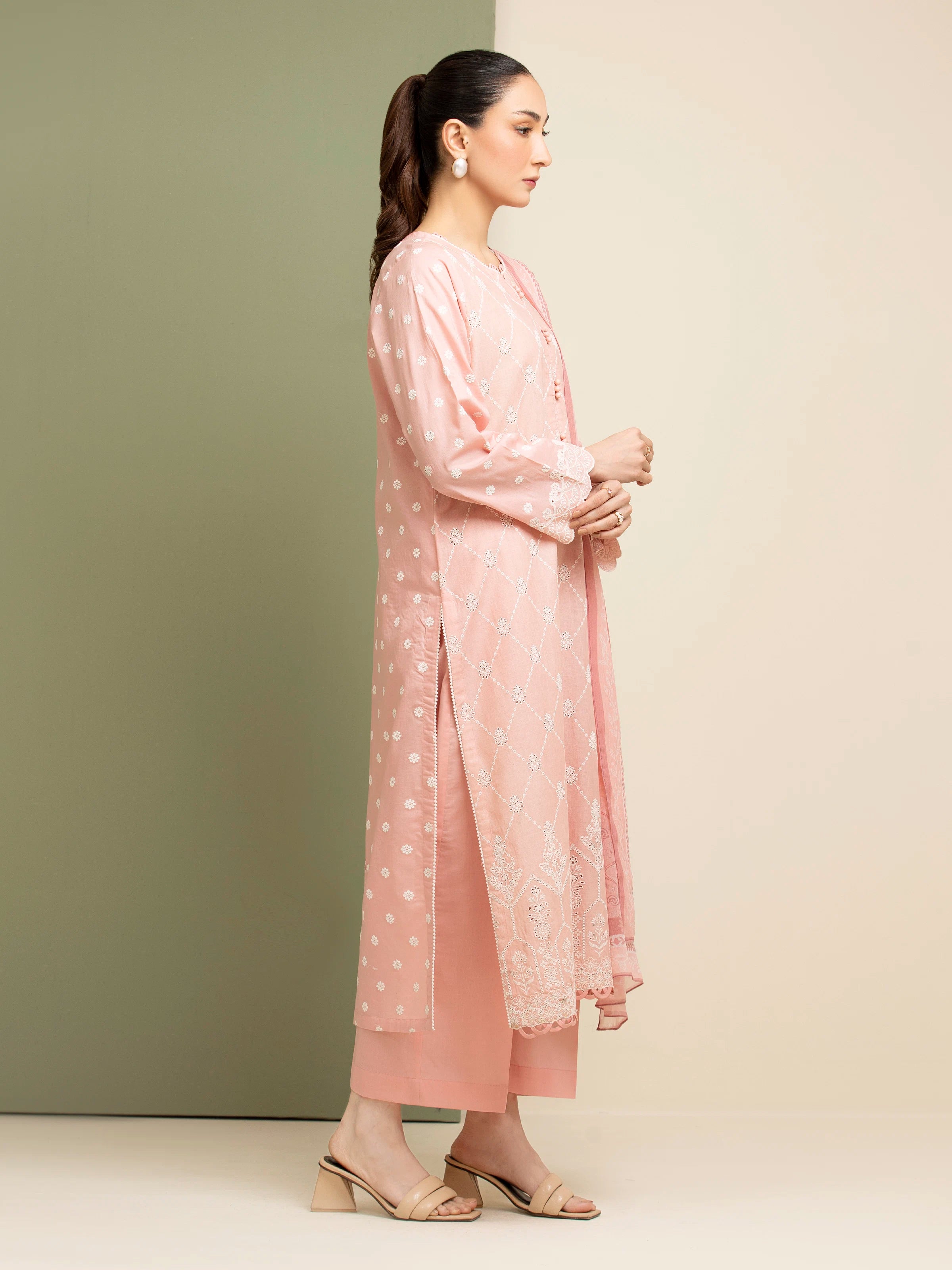 Embroidered Cambric Suit - EWU5V2-31022-3P - Image 3