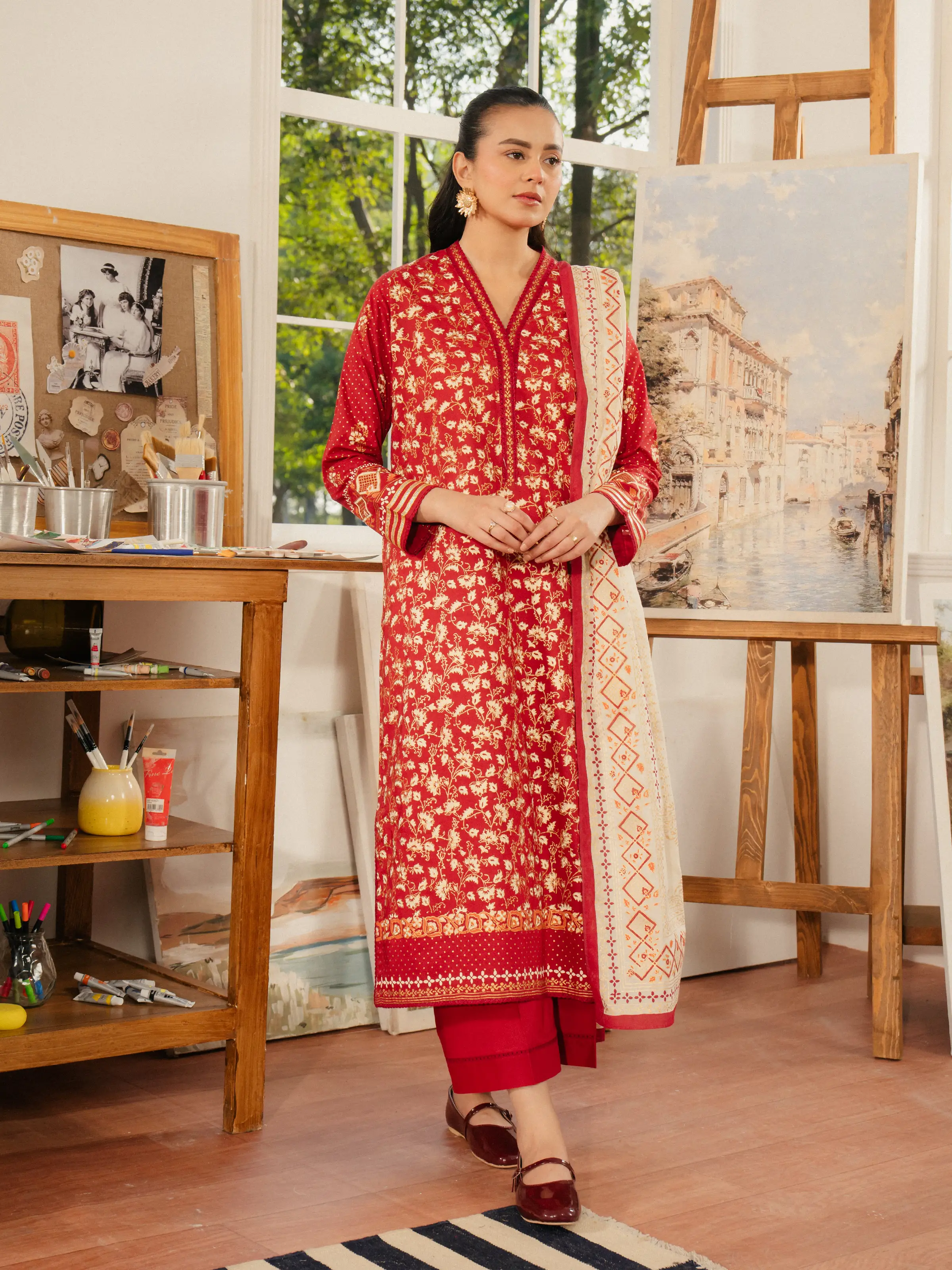 Block Print Cambric Suit - EWU5M1-020-3P
