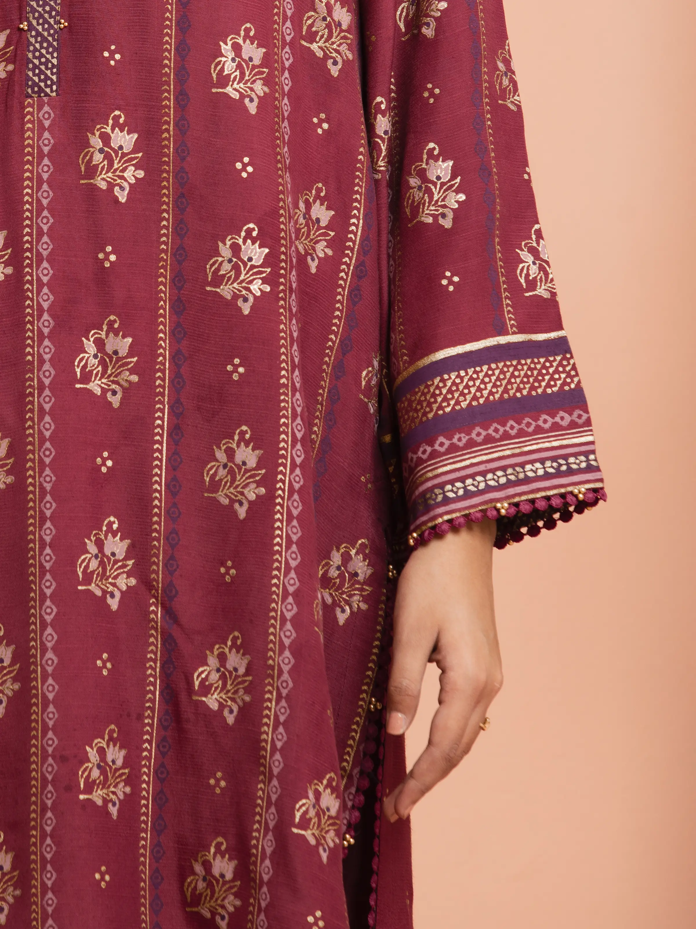 Unstitched Block Print Cambric Shirt Trouser - EWU5M1-001ST - Image 4