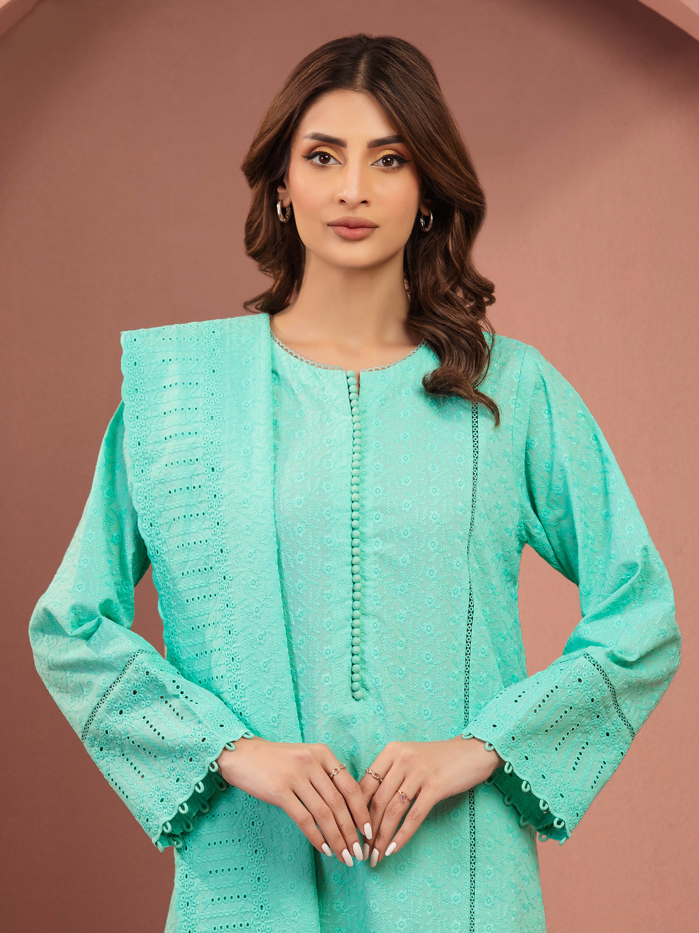 Embroidered Cambric Suit - EWU5V2-31833-3P - Image 2