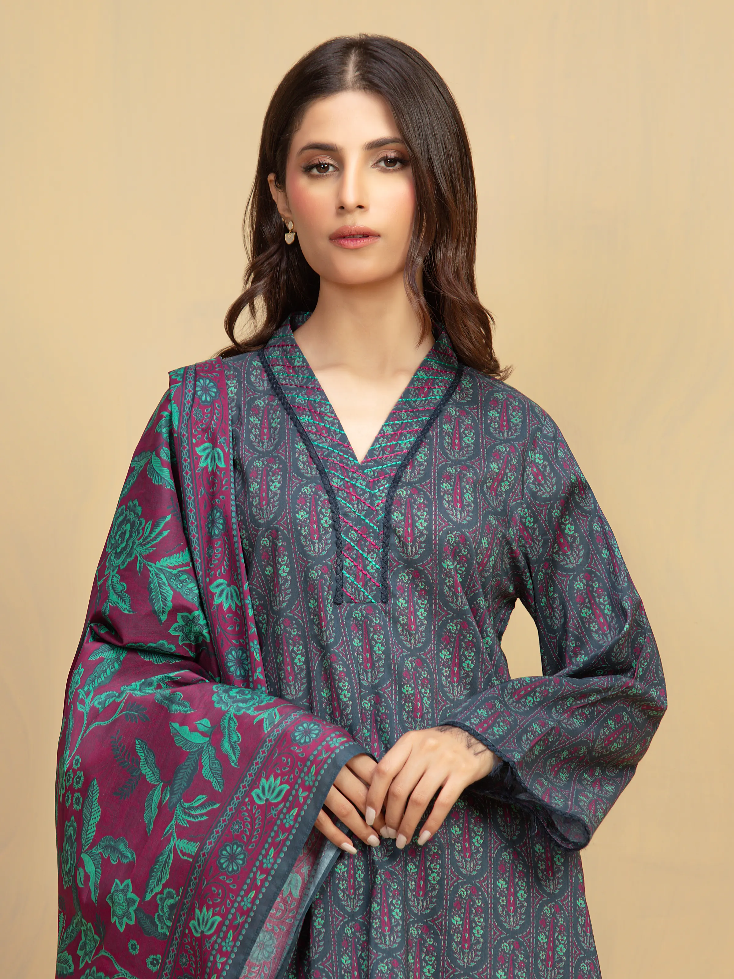 Printed Khaddar Suit - EWU5A3-36006-3P - Image 2