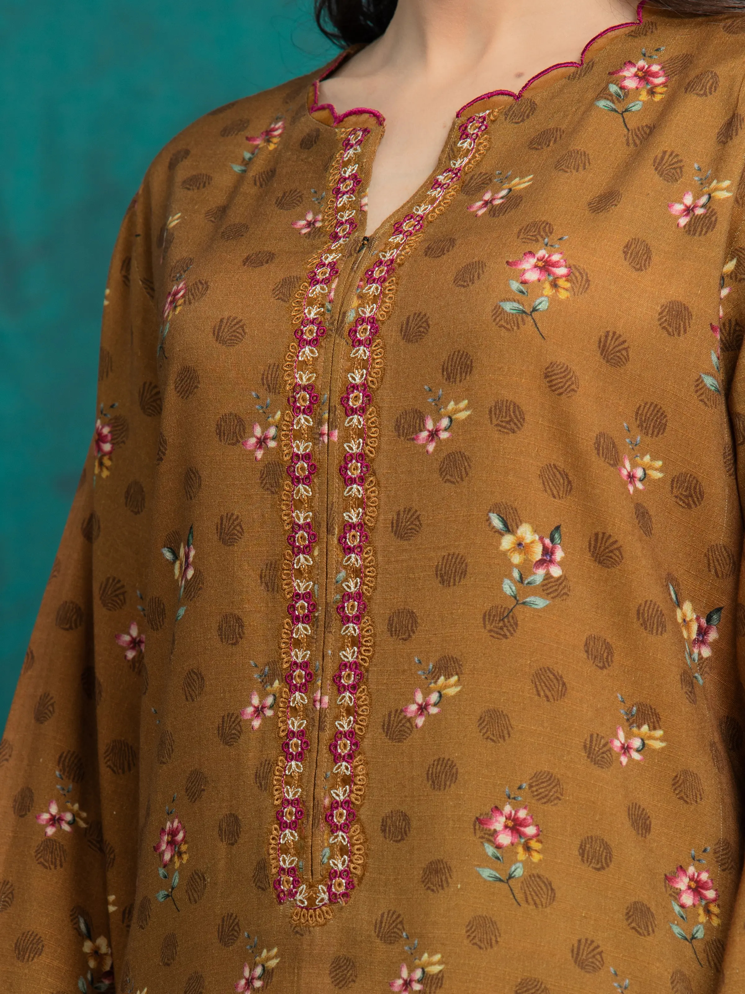 Embroidered Raw Silk Suit - EWU24V16-30374-3P - Image 2