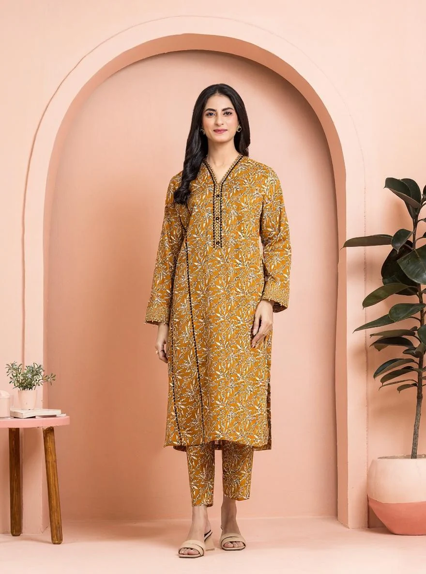 Printed Khaddar Shirt Trouser - EWU24M3-077ST
