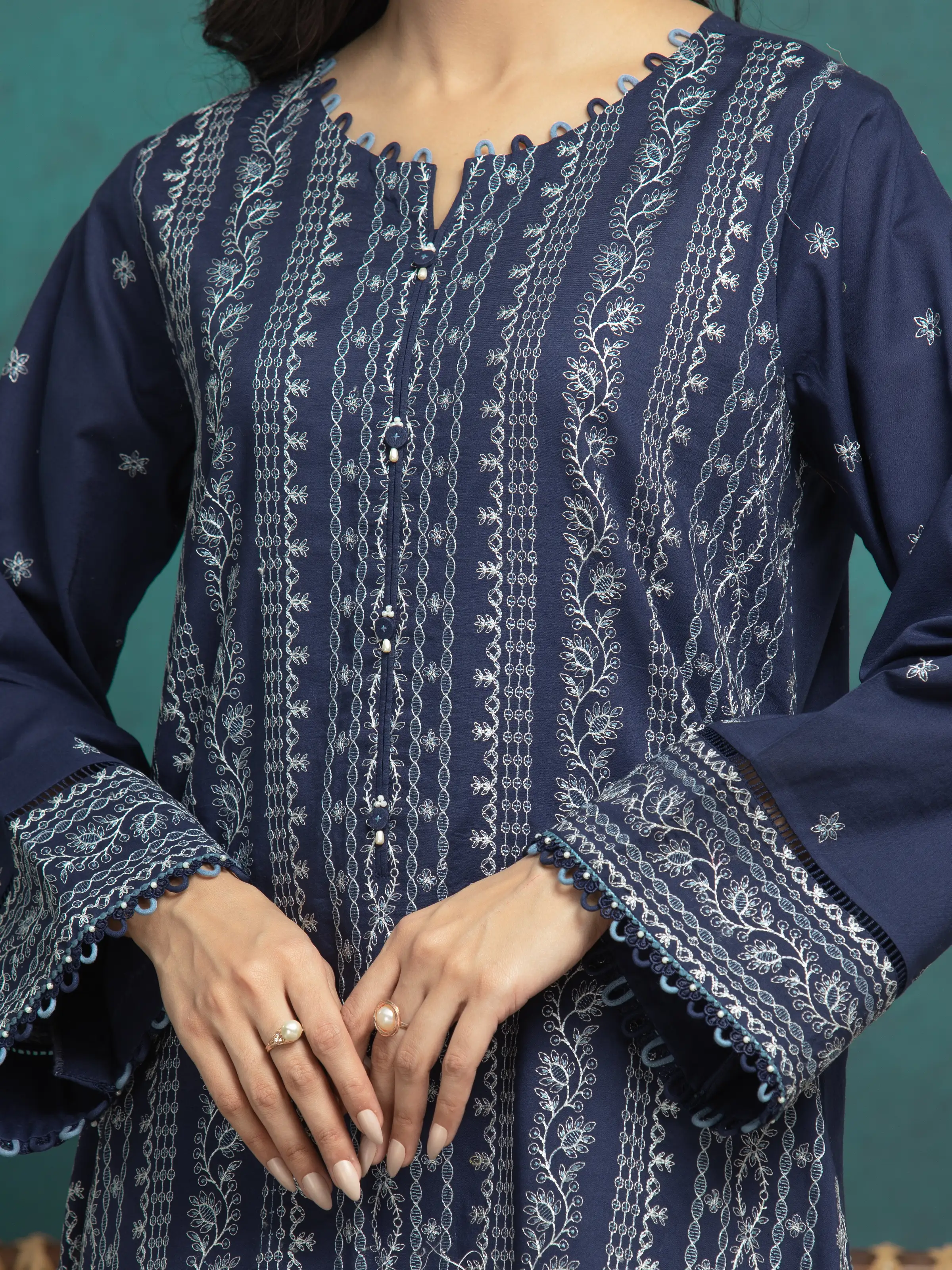 Embroidered Cambric Suit - EWU24V2-31011-3P - Image 4