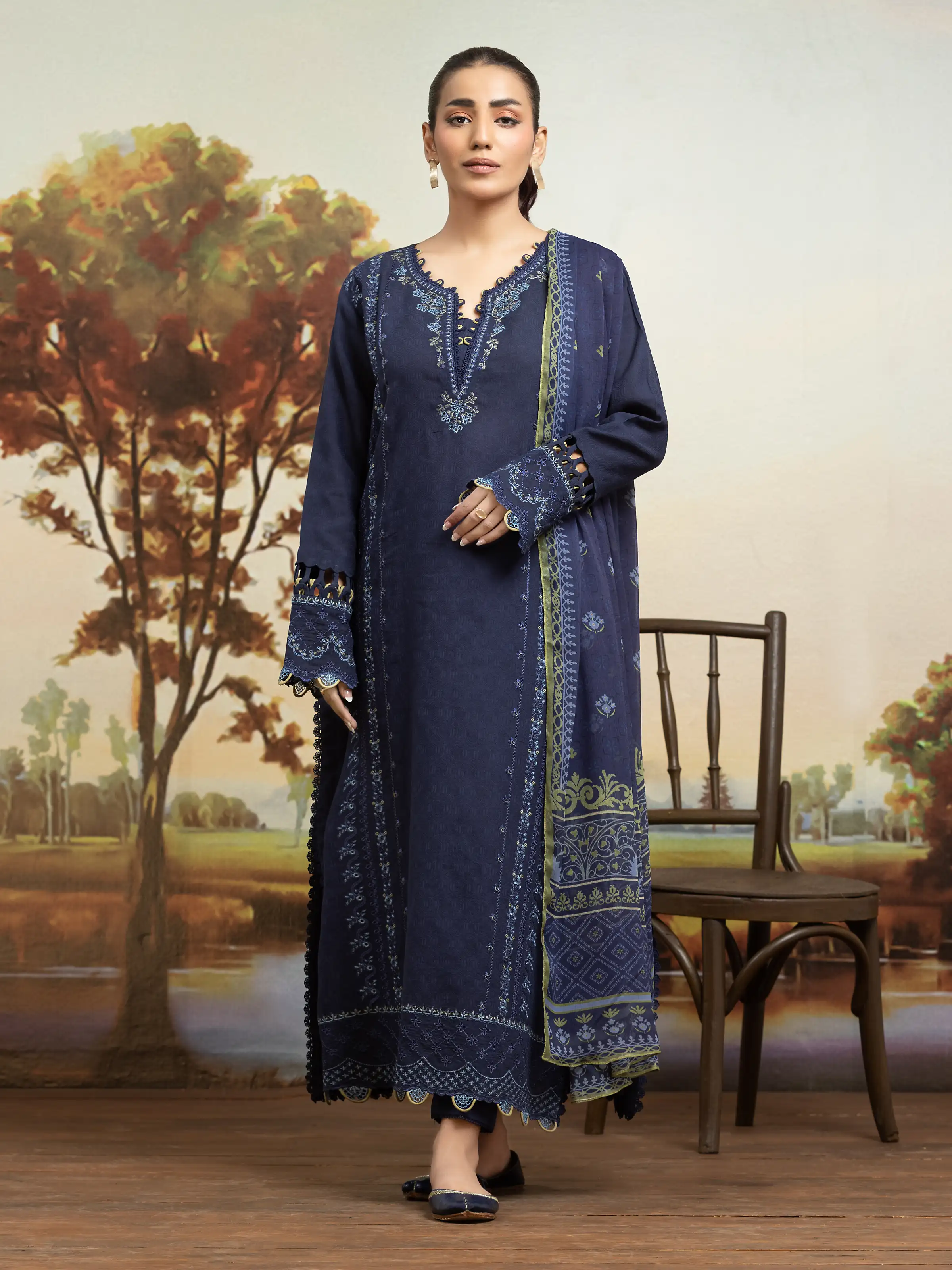 Embroidered Dobby Suit - EWU24V7-30163-3P