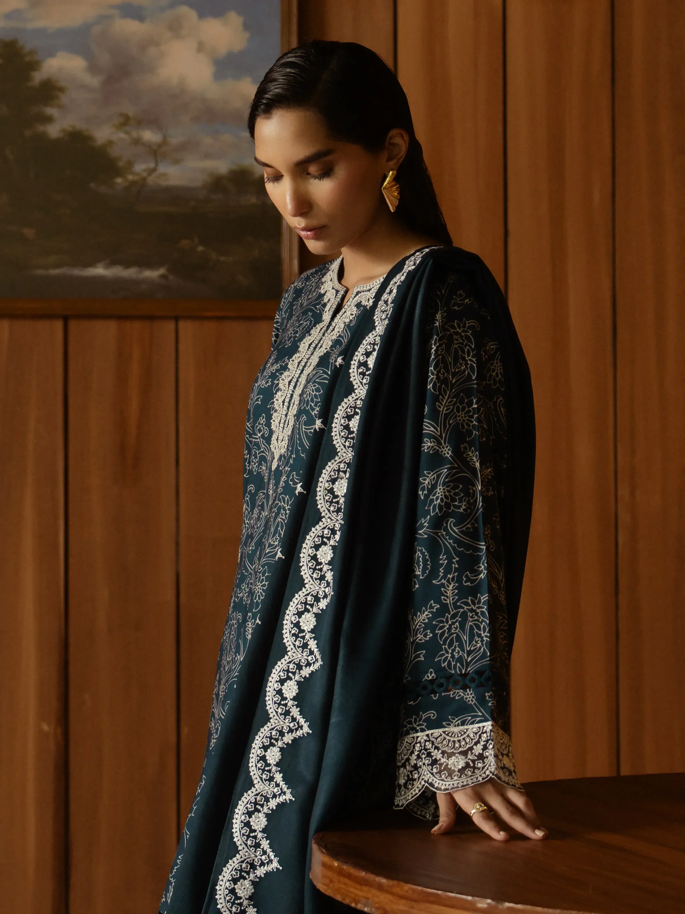 Unstitched Embroidered Marina Twill Shirt Trouser - EWU24V14-30177ST - Image 7