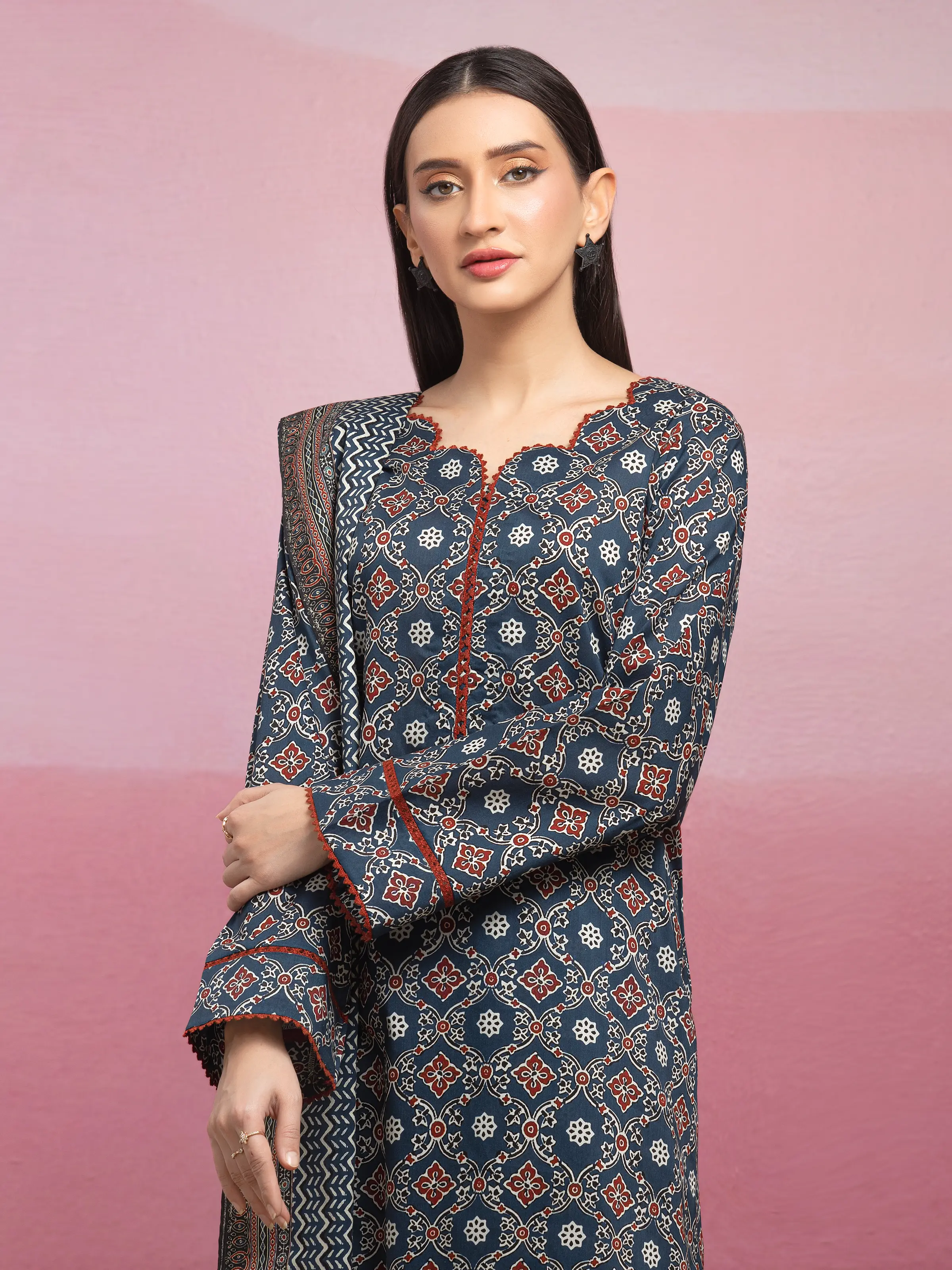 Printed Lawn Suit - EWU5A1-35052-3P - Image 3