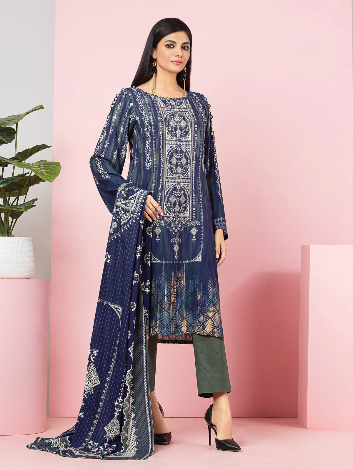 Printed Viscose Suit - EWU22A4-24024XXL