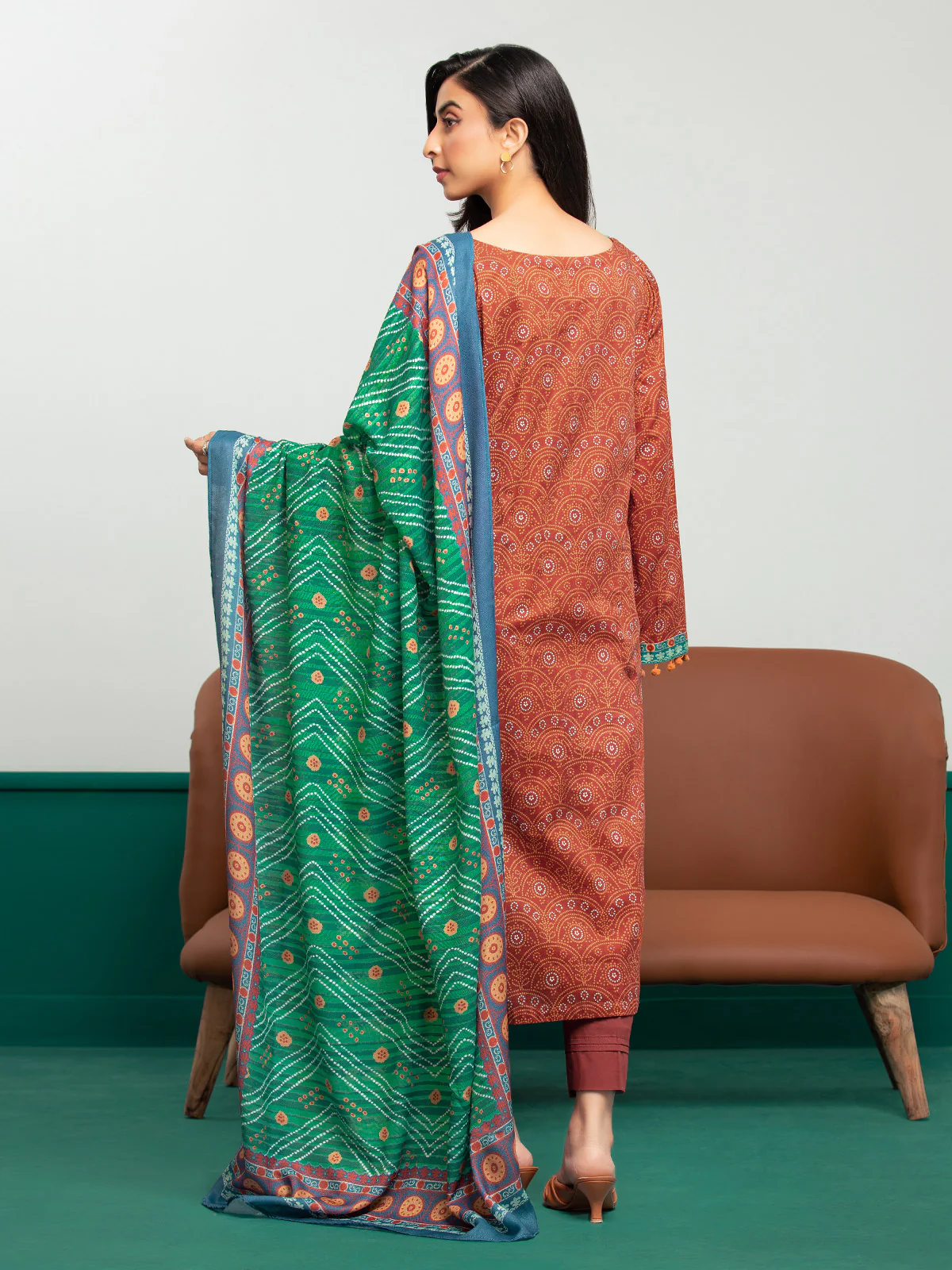 Printed Khaddar Shirt - EWU23A3S-27600S - Image 2