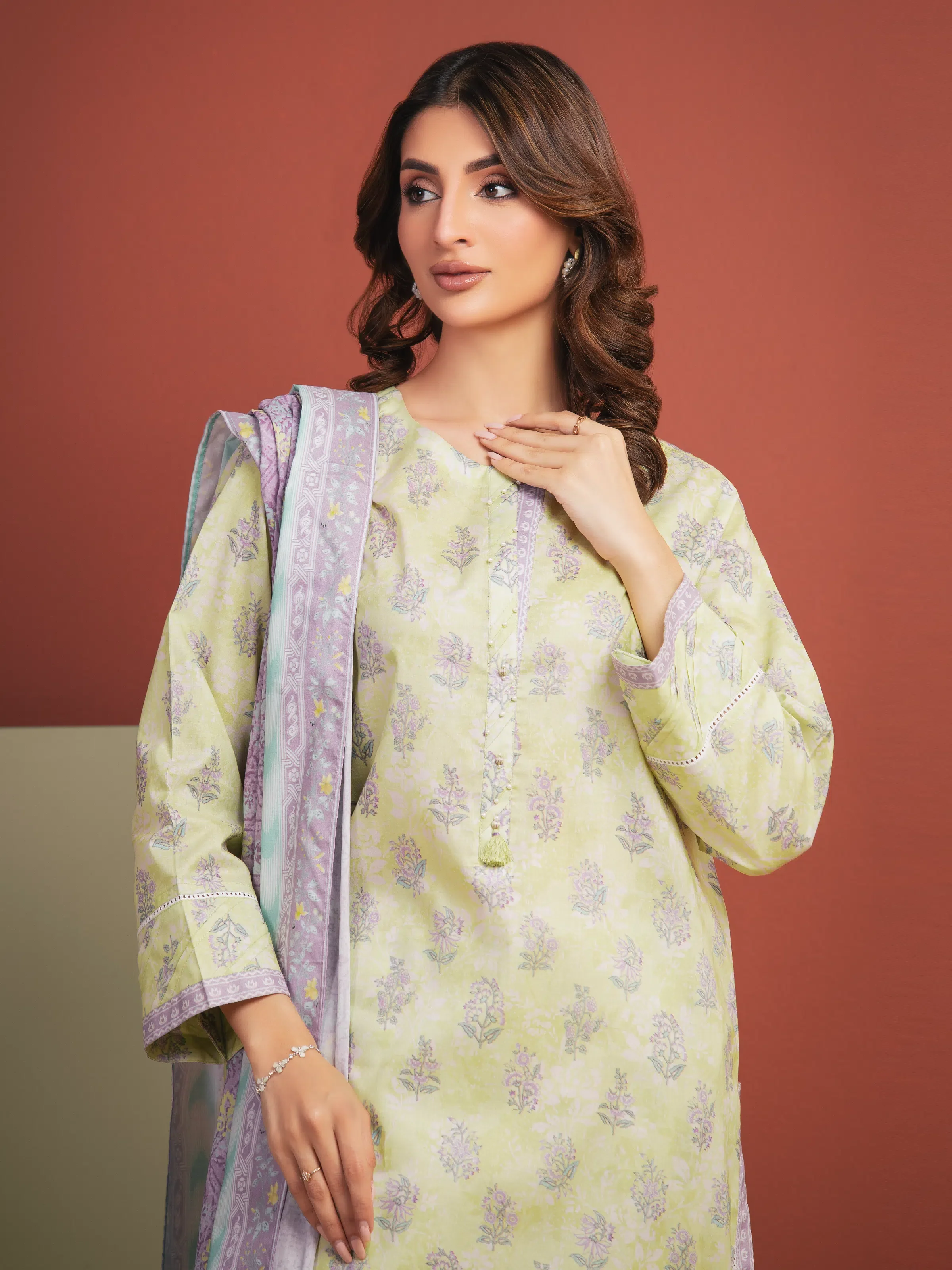 Printed Lawn Suit - EWU5A1-35301-3P - Image 2