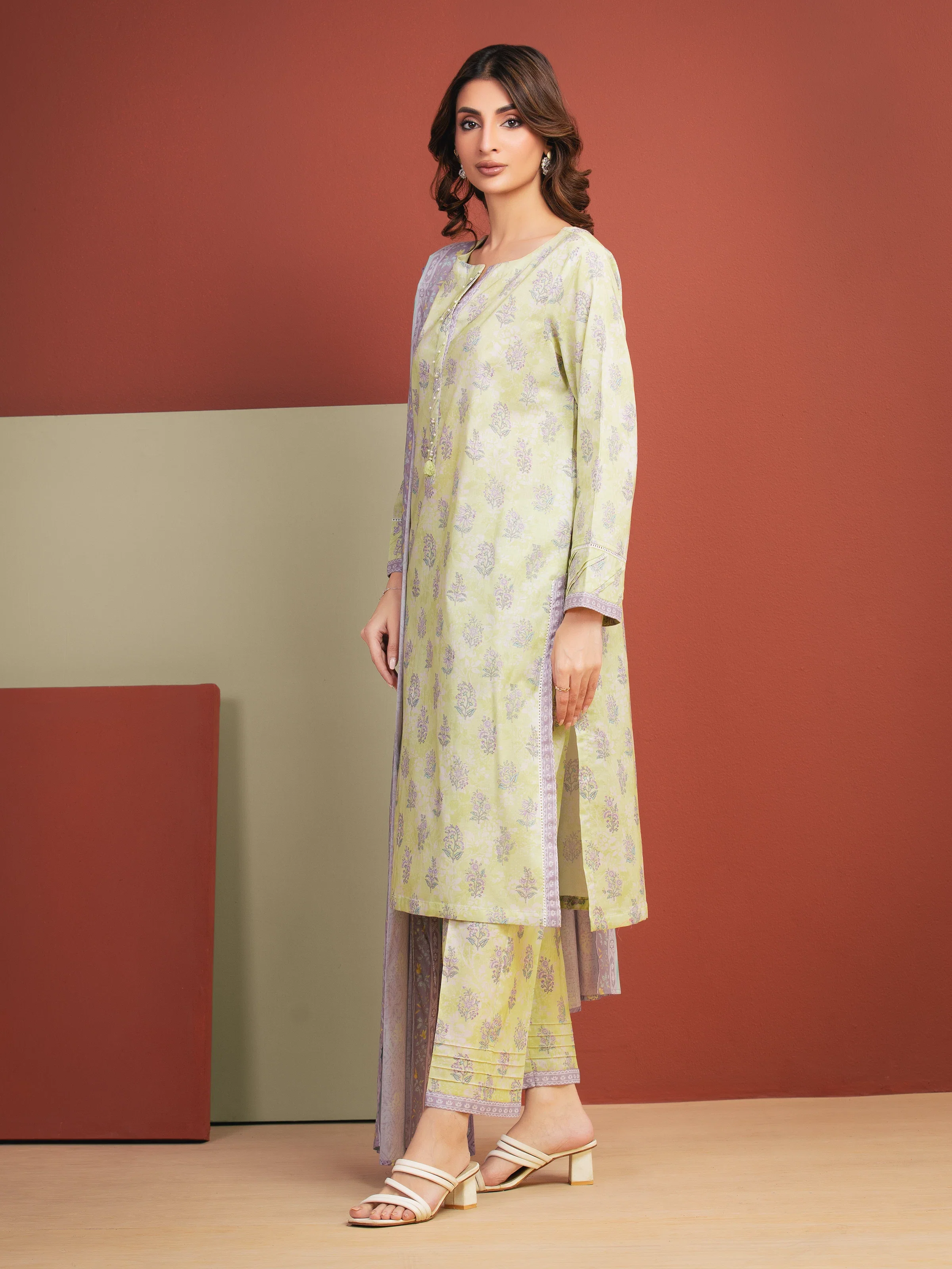 Printed Lawn Suit - EWU5A1-35301-3P - Image 5