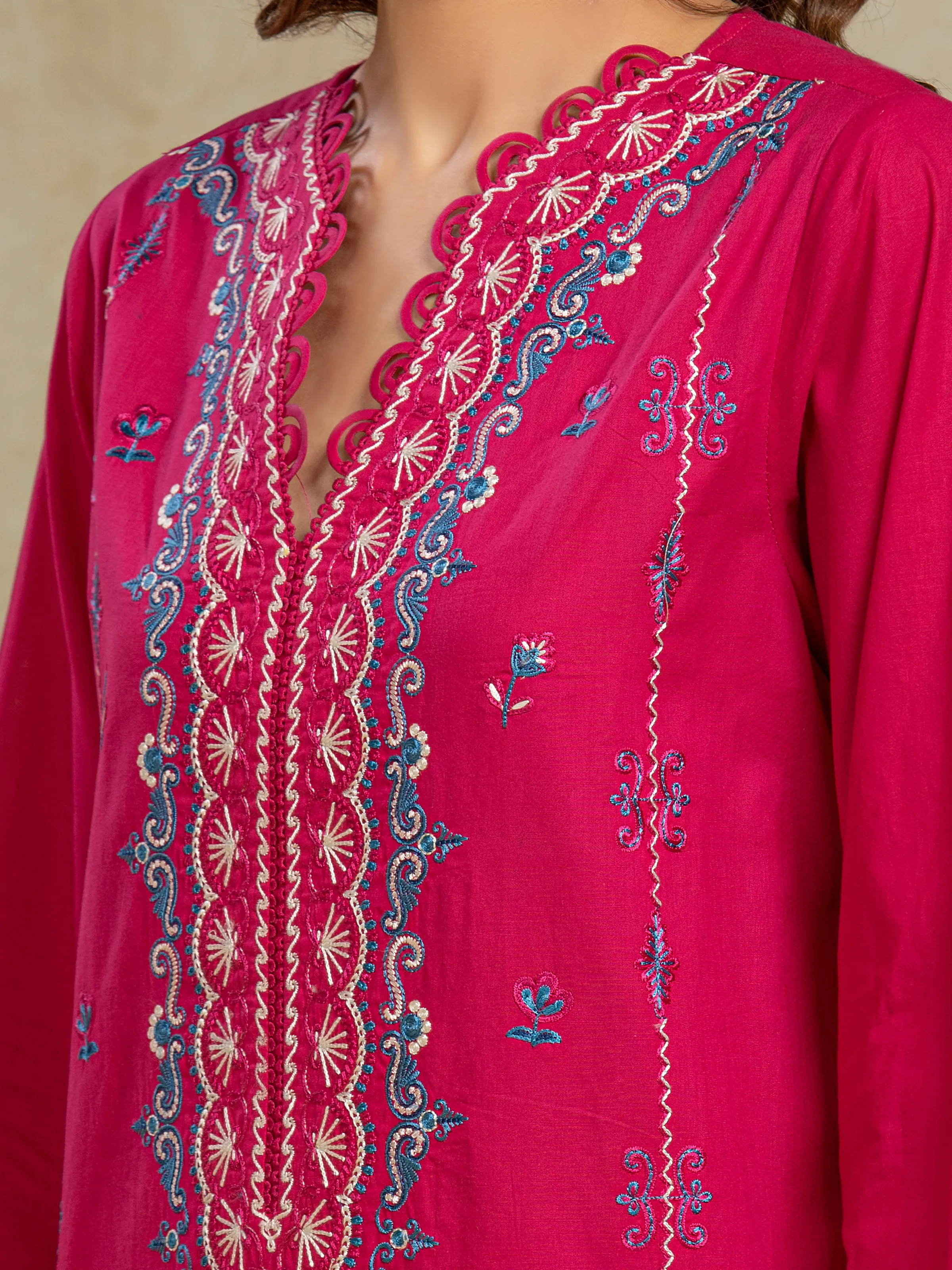 Embroidered Cambric Suit - EWU5V2-31804-3P - Image 4