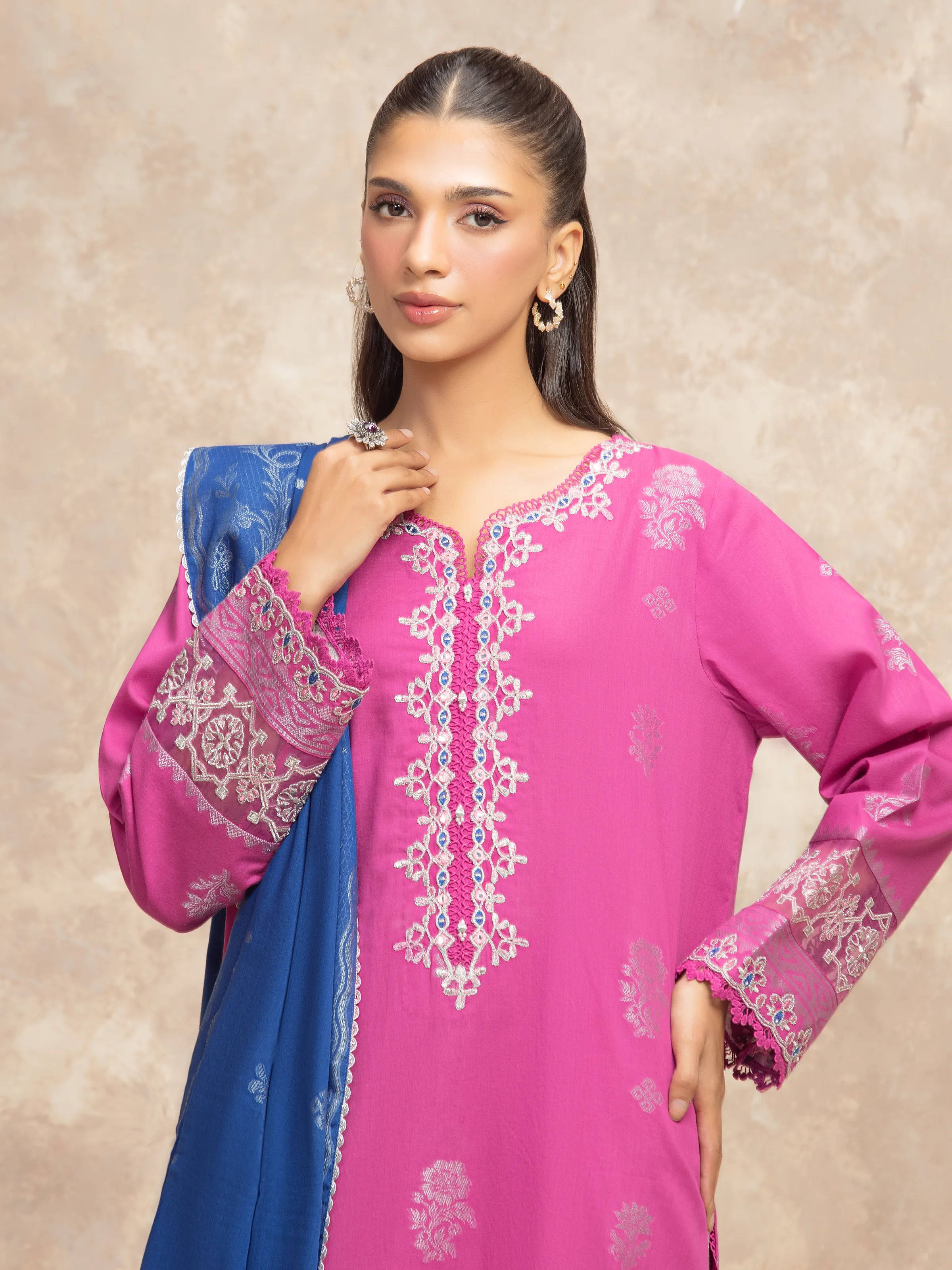 Embroidered Jacquard Suit - EWU5V3-31850-3P - Image 2