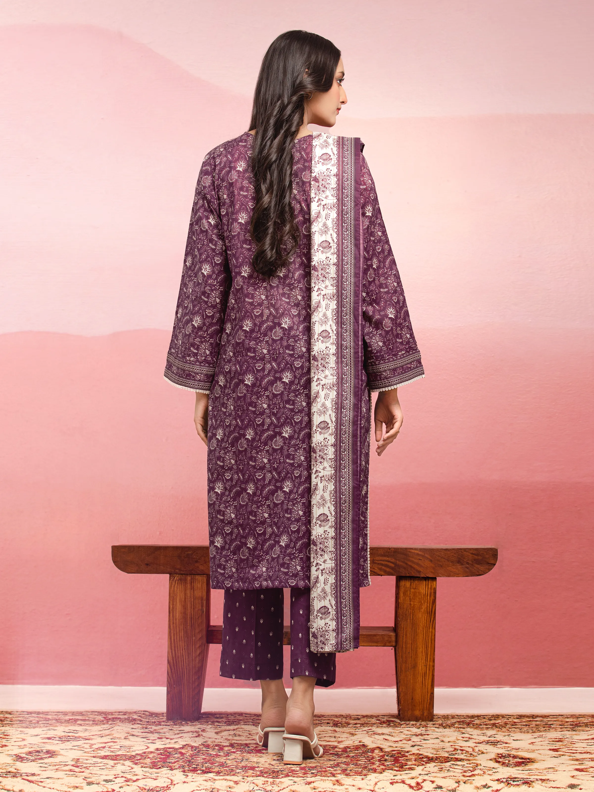 Printed Lawn Suit - EWU5A1-35059-3P - Image 4