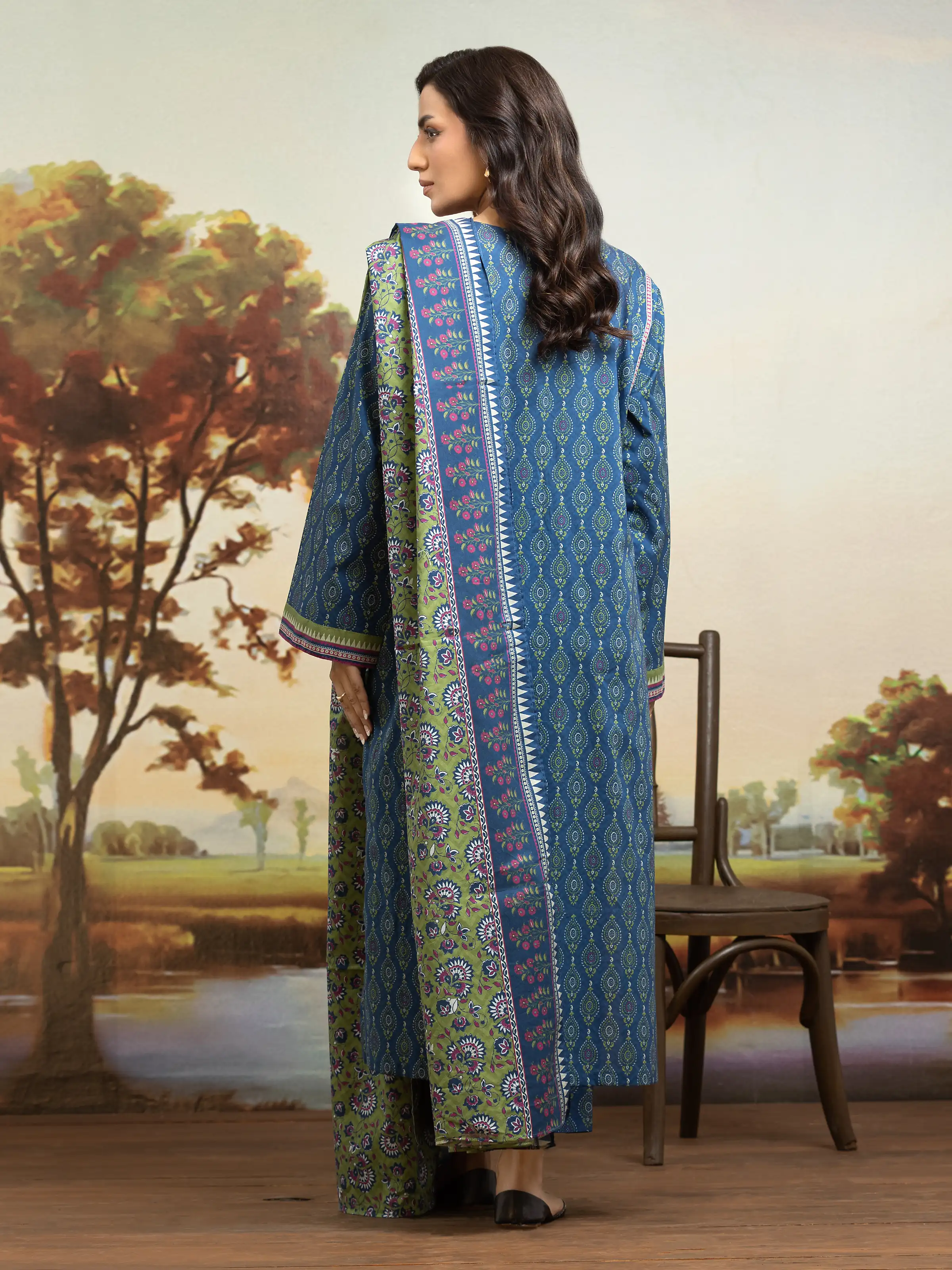 Printed Khaddar Shirt Dupatta - EWU24A3-29820SD - Image 2