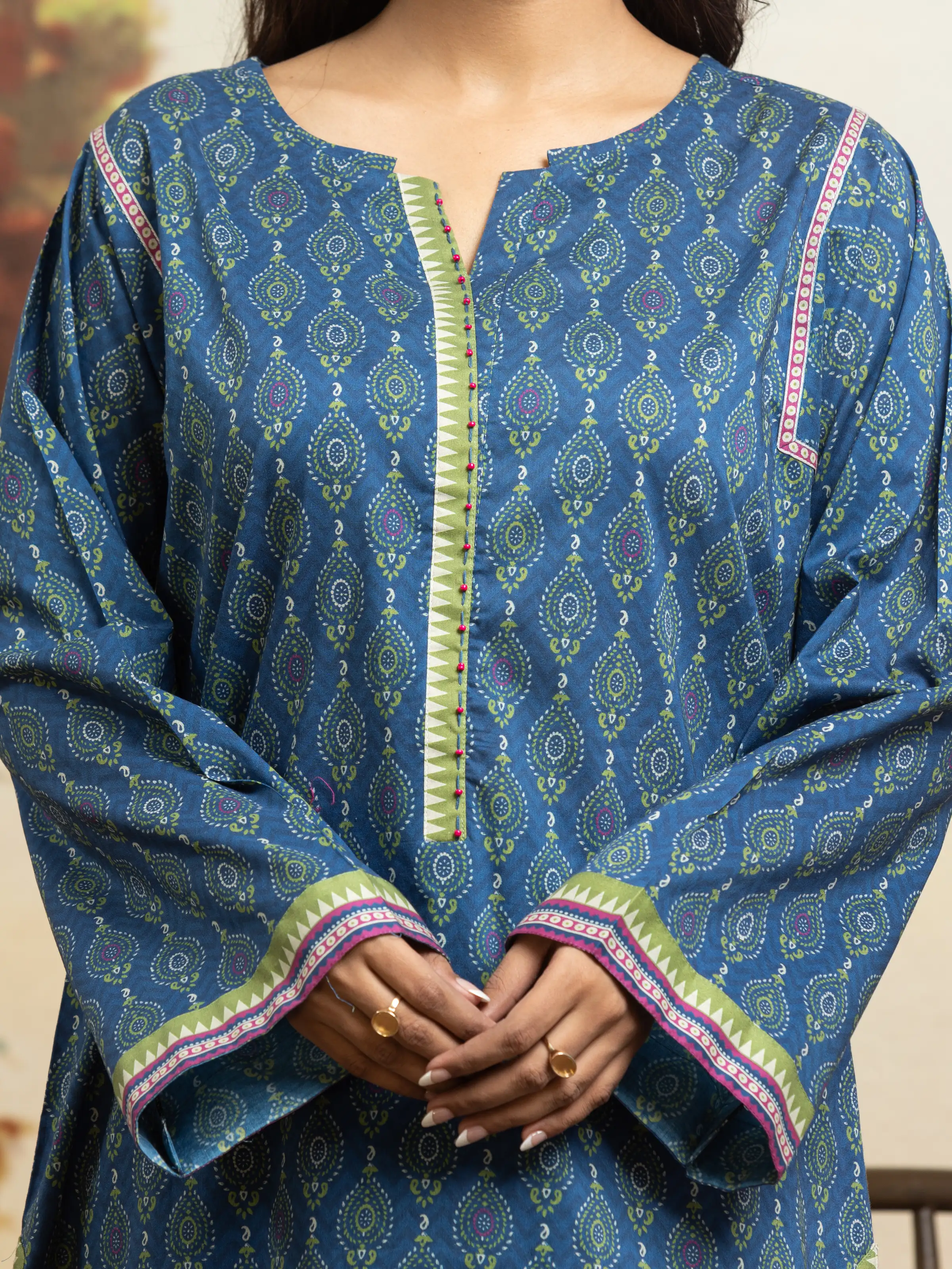Printed Khaddar Shirt Dupatta - EWU24A3-29820SD - Image 3
