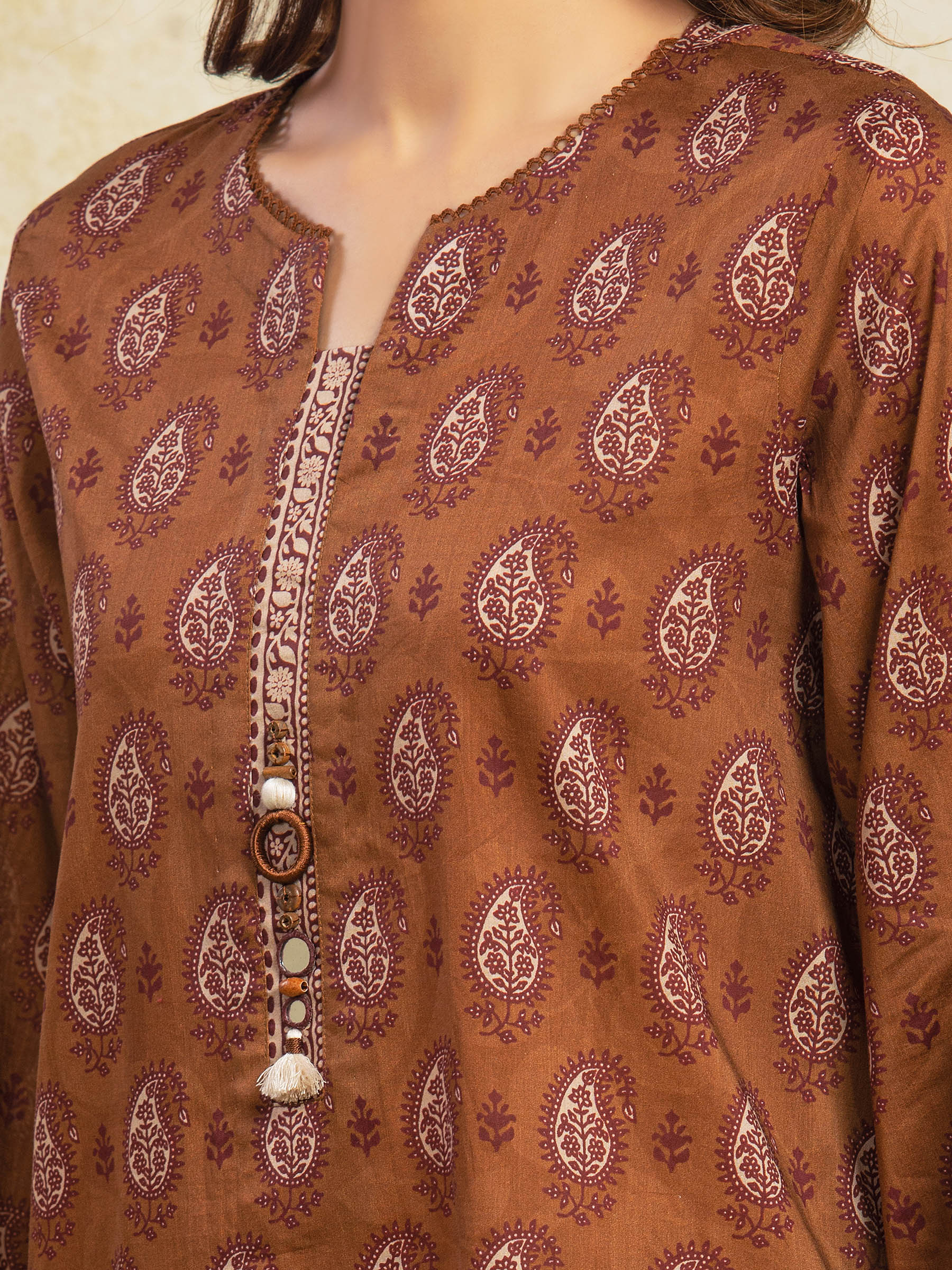Printed Khaddar Shirt - EWU5A3-35976S - Image 3