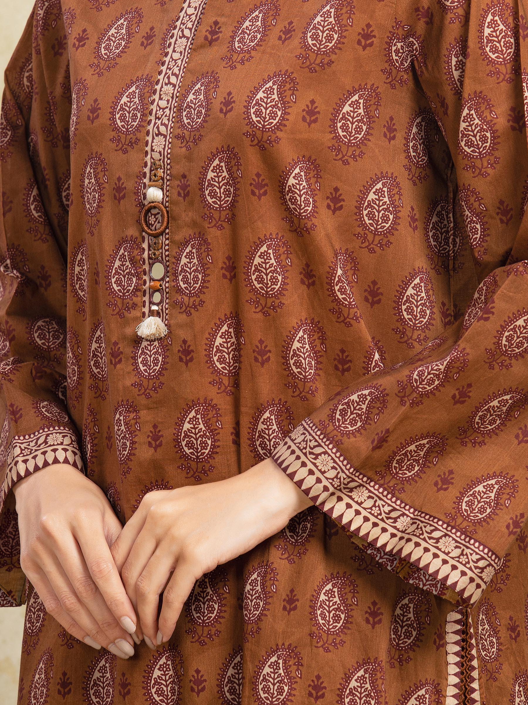Printed Khaddar Shirt - EWU5A3-35976S - Image 4