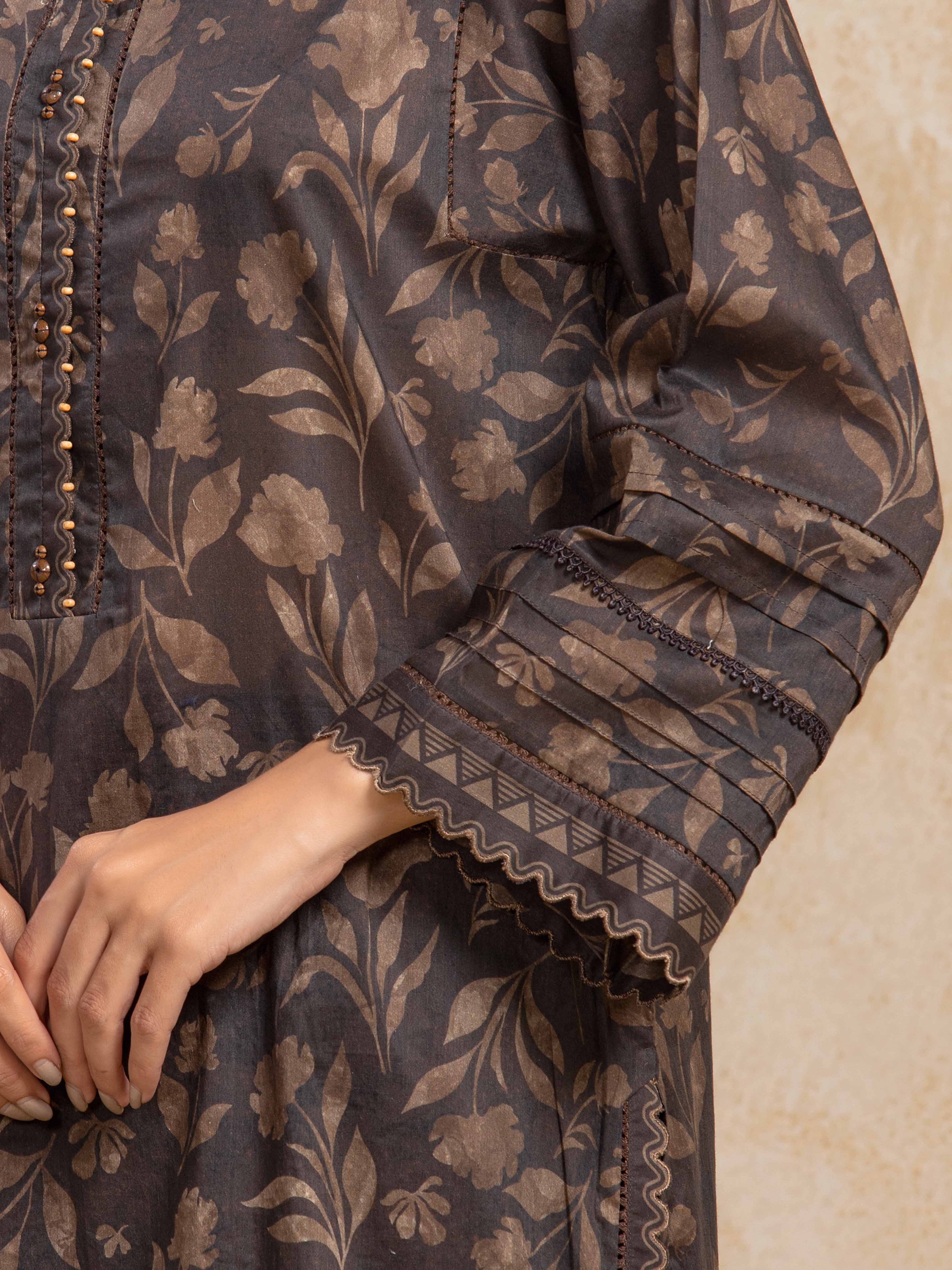Printed Khaddar Shirt Dupatta - EWU5A3-35990SD - Image 4