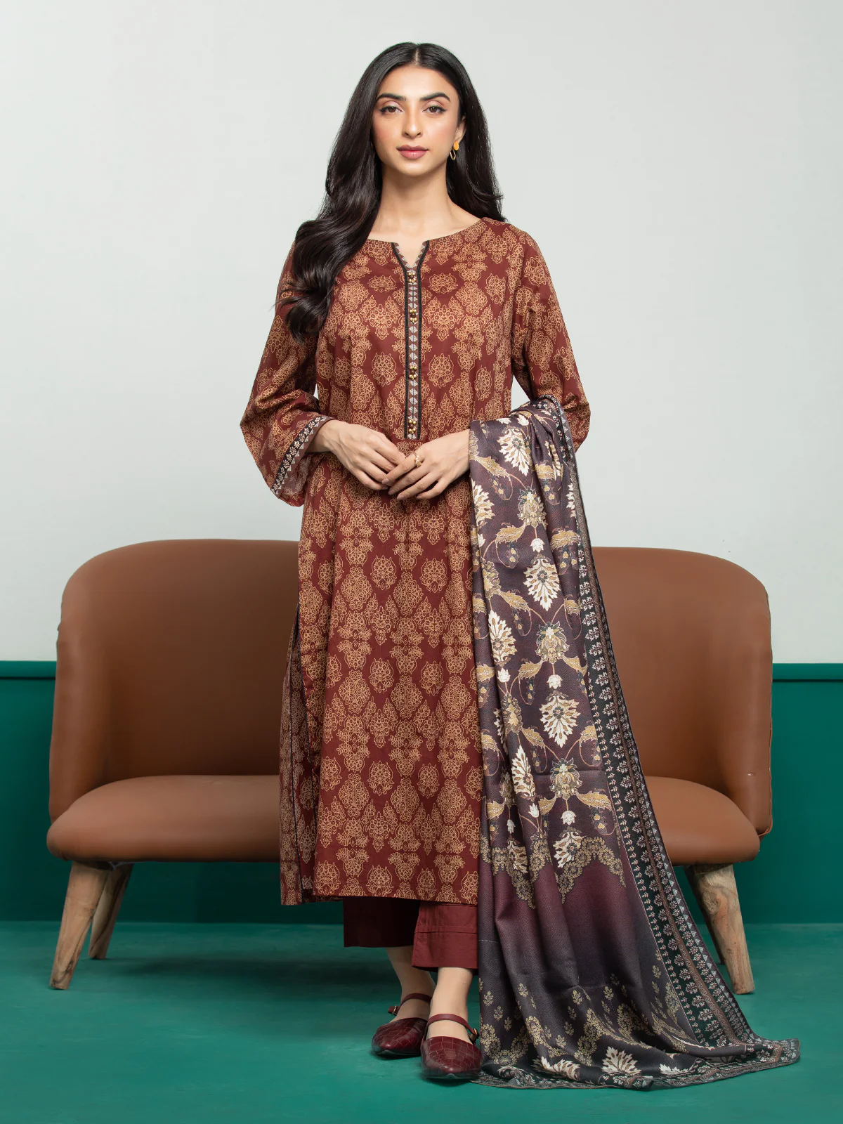 Printed Khaddar Shirt - EWU23A3S-27642S