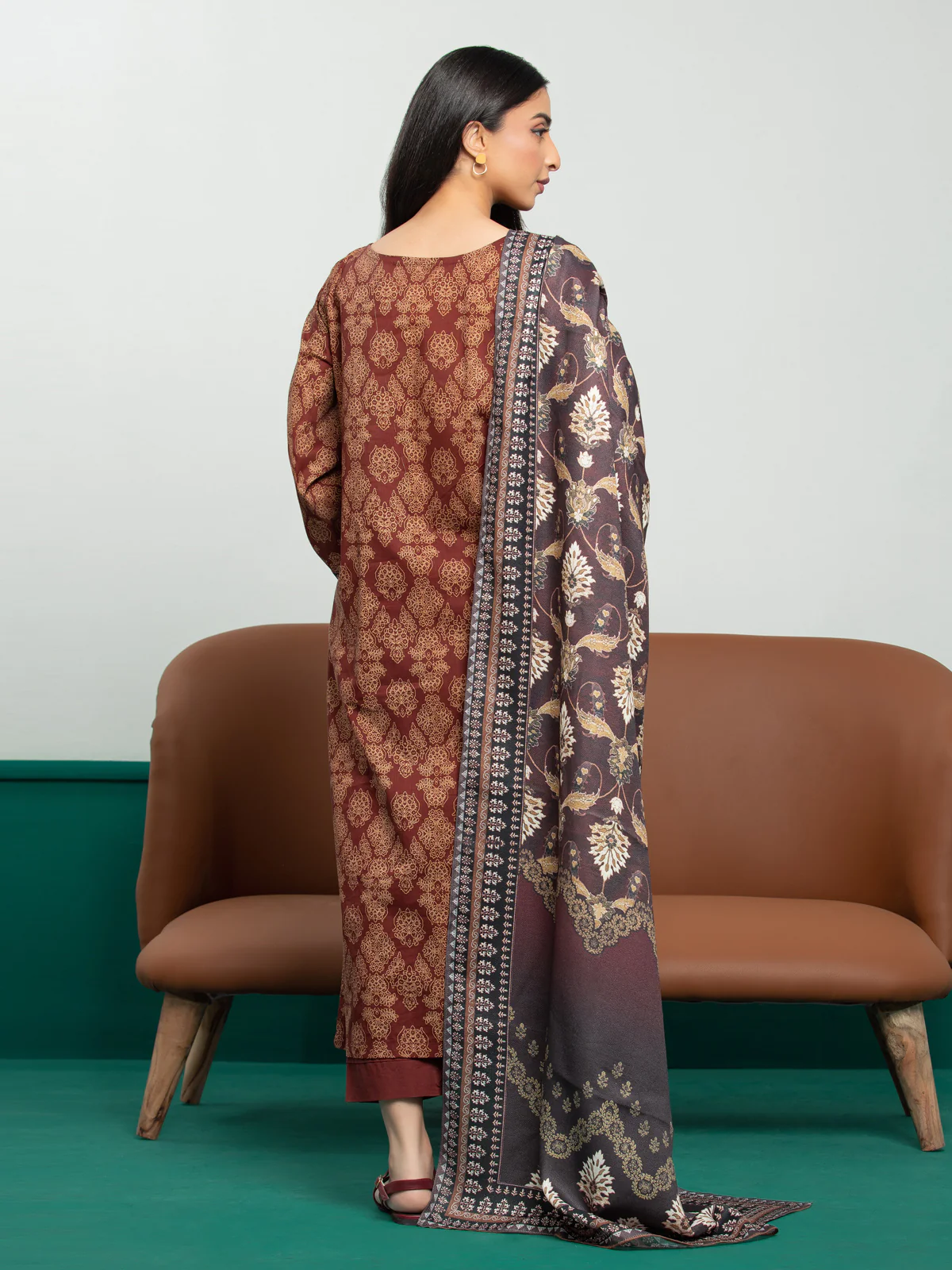 Printed Khaddar Shirt - EWU23A3S-27642S - Image 4