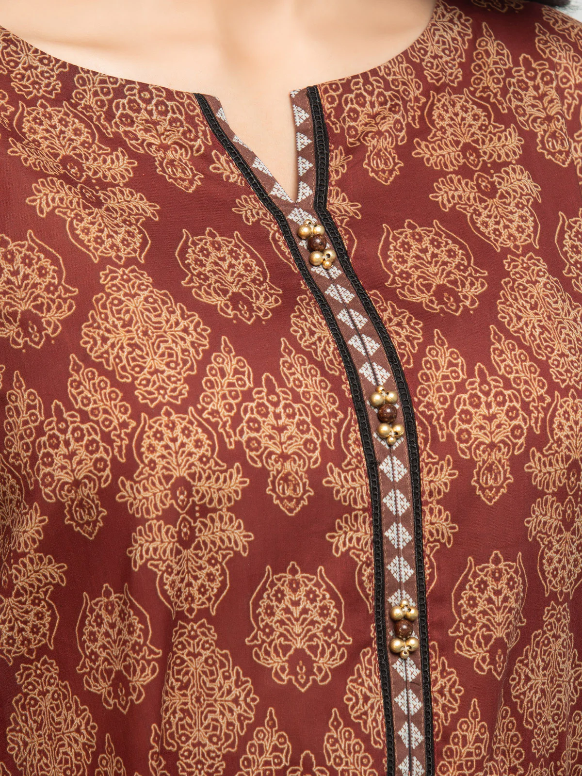 Printed Khaddar Shirt - EWU23A3S-27642S - Image 5