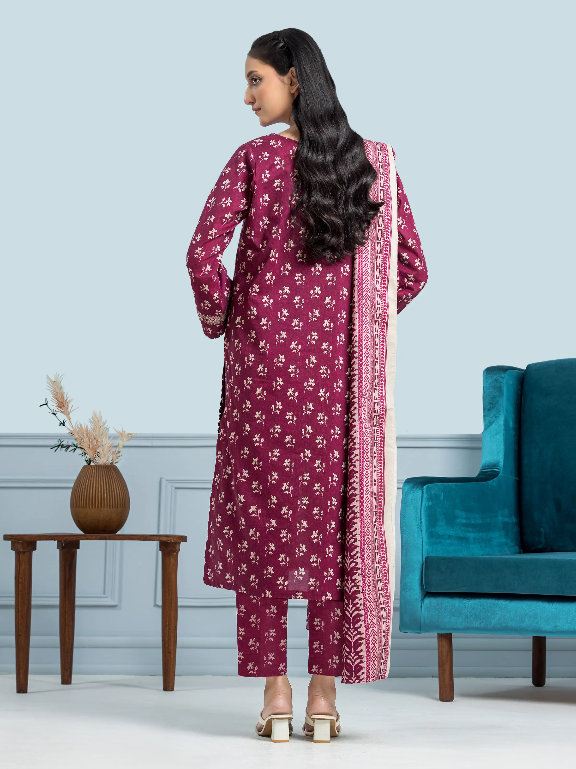 Printed Khaddar Shirt - EWU24A3-29647S - Image 2