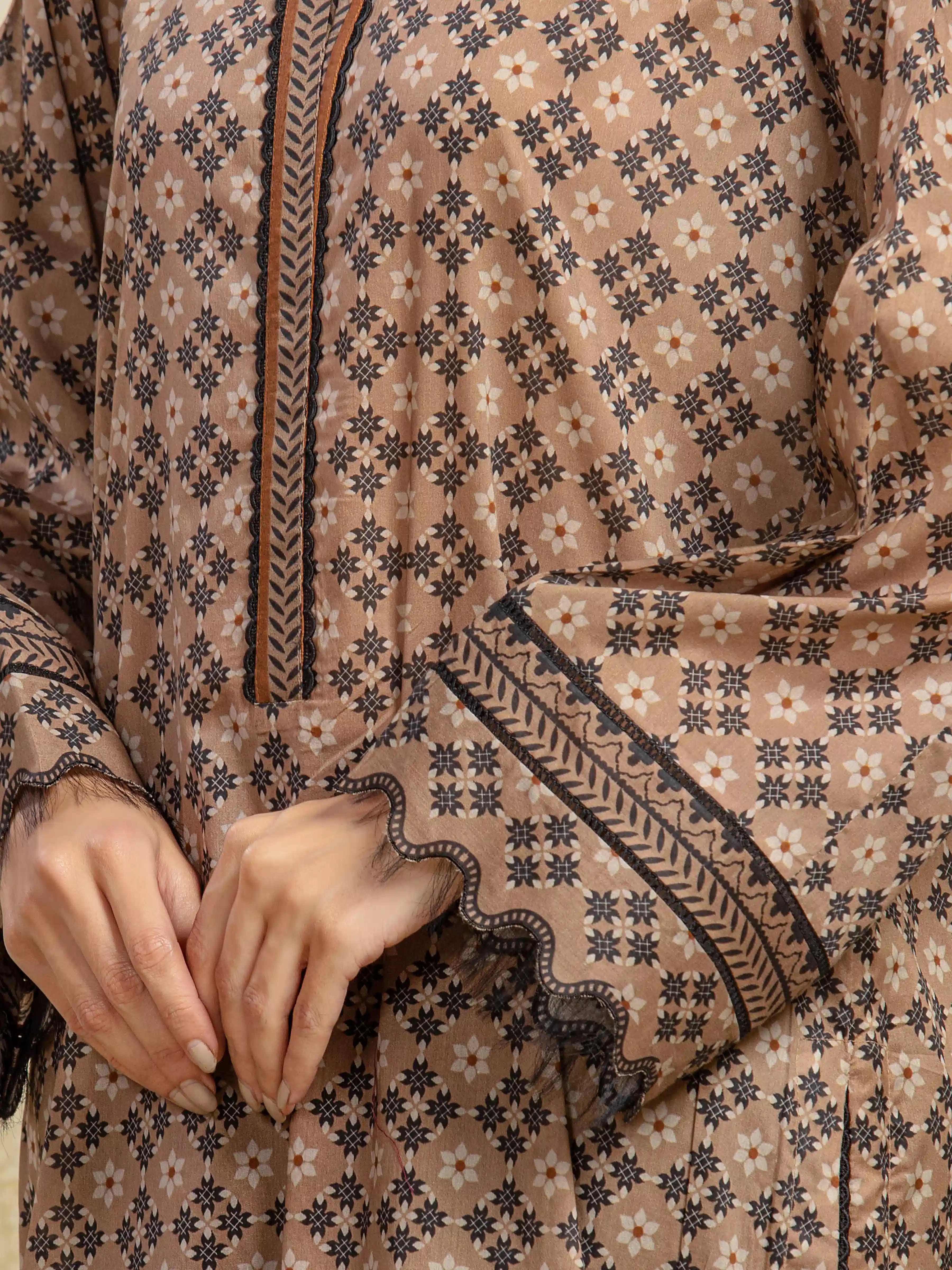 Printed Khaddar Shirt - EWU5A3-36101S - Image 4