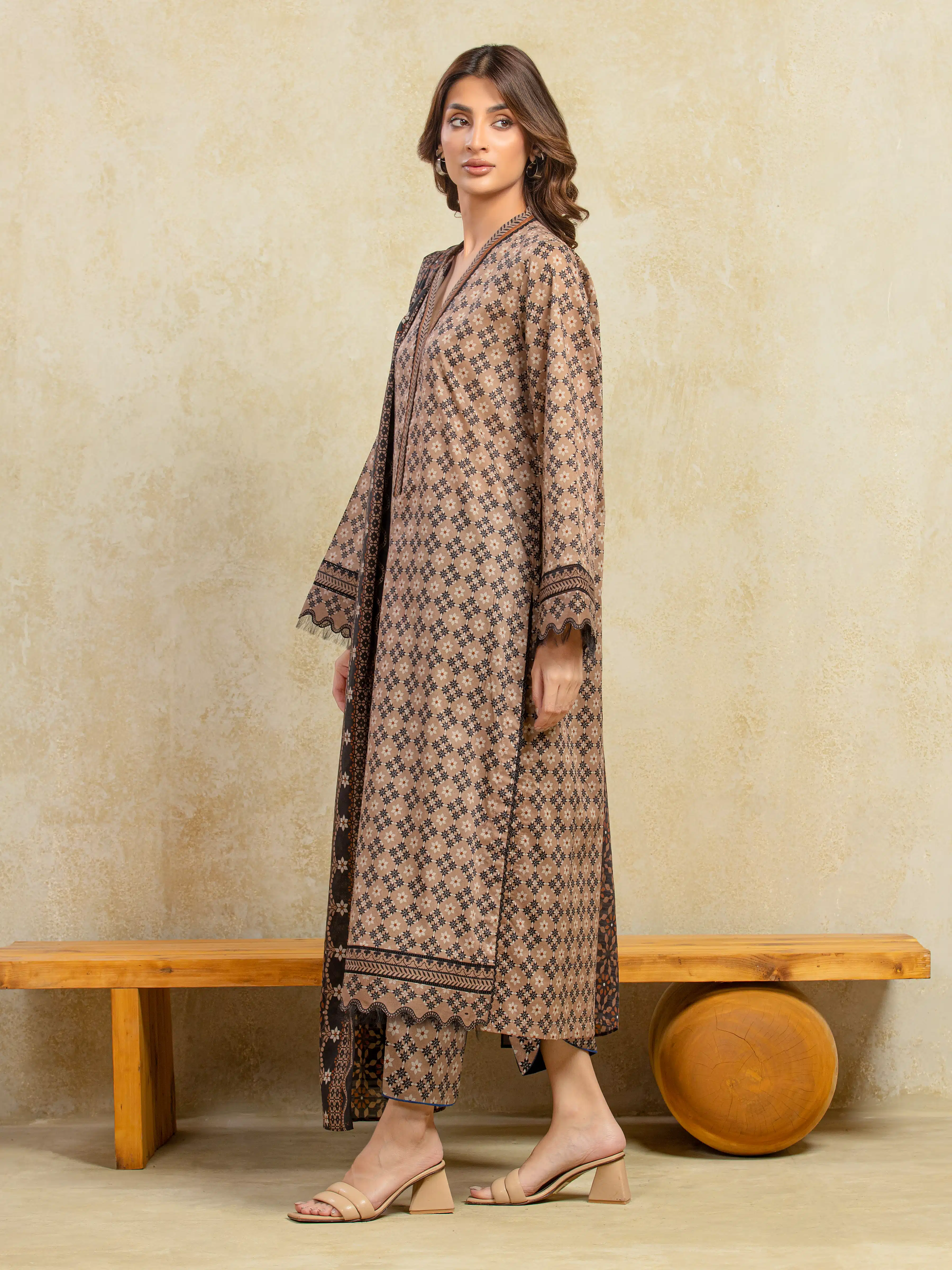 Printed Khaddar Shirt - EWU5A3-36101S - Image 5