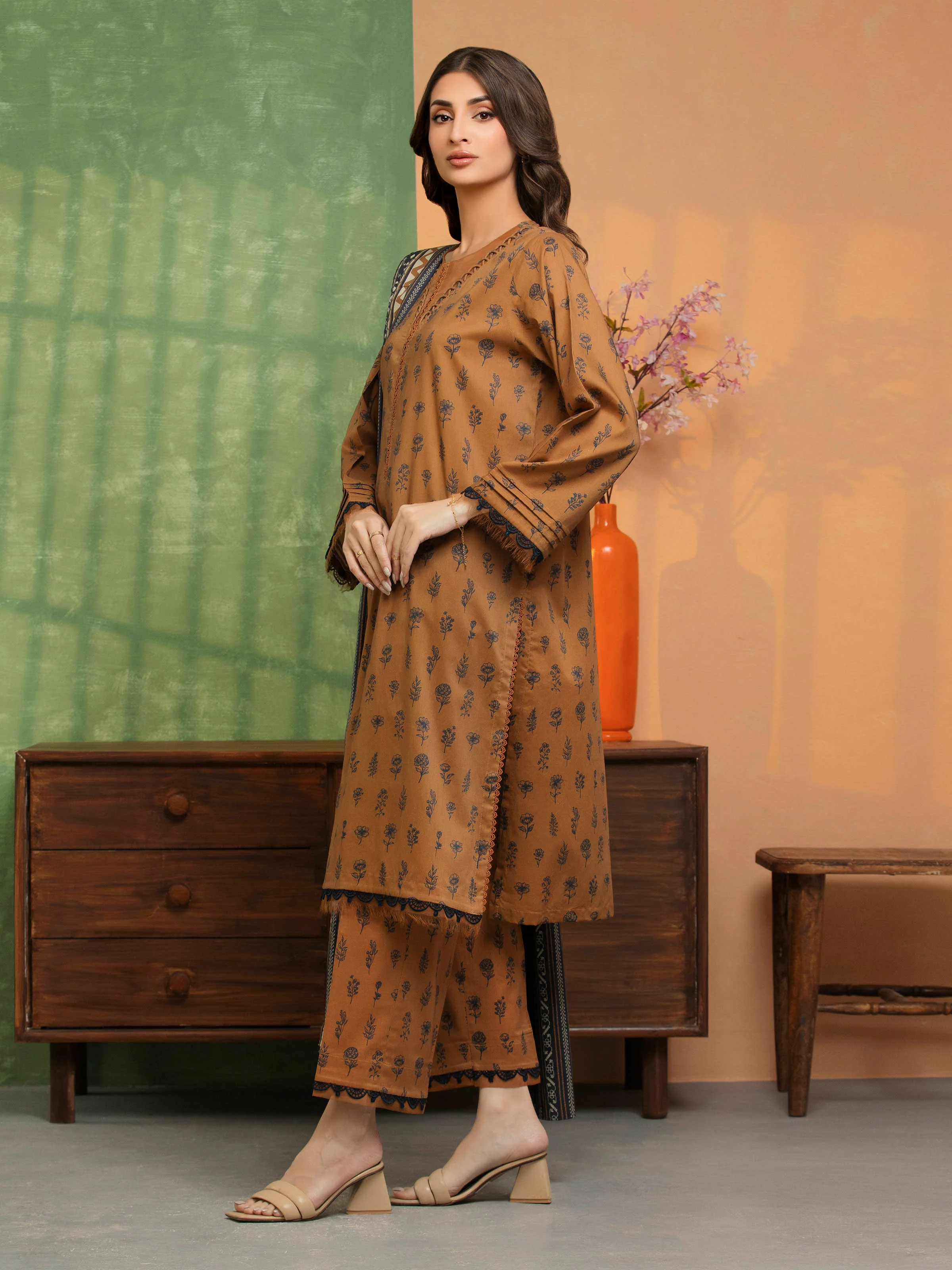 Printed Khaddar Shirt - EWU5A3-36113S - Image 5