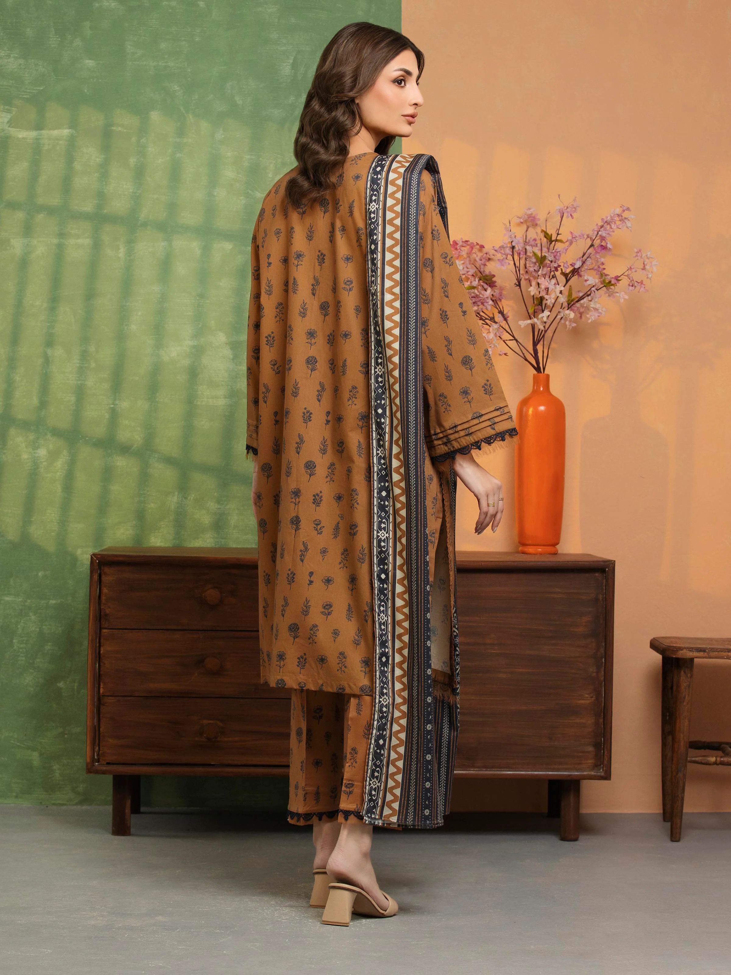 Printed Khaddar Shirt - EWU5A3-36113S - Image 6
