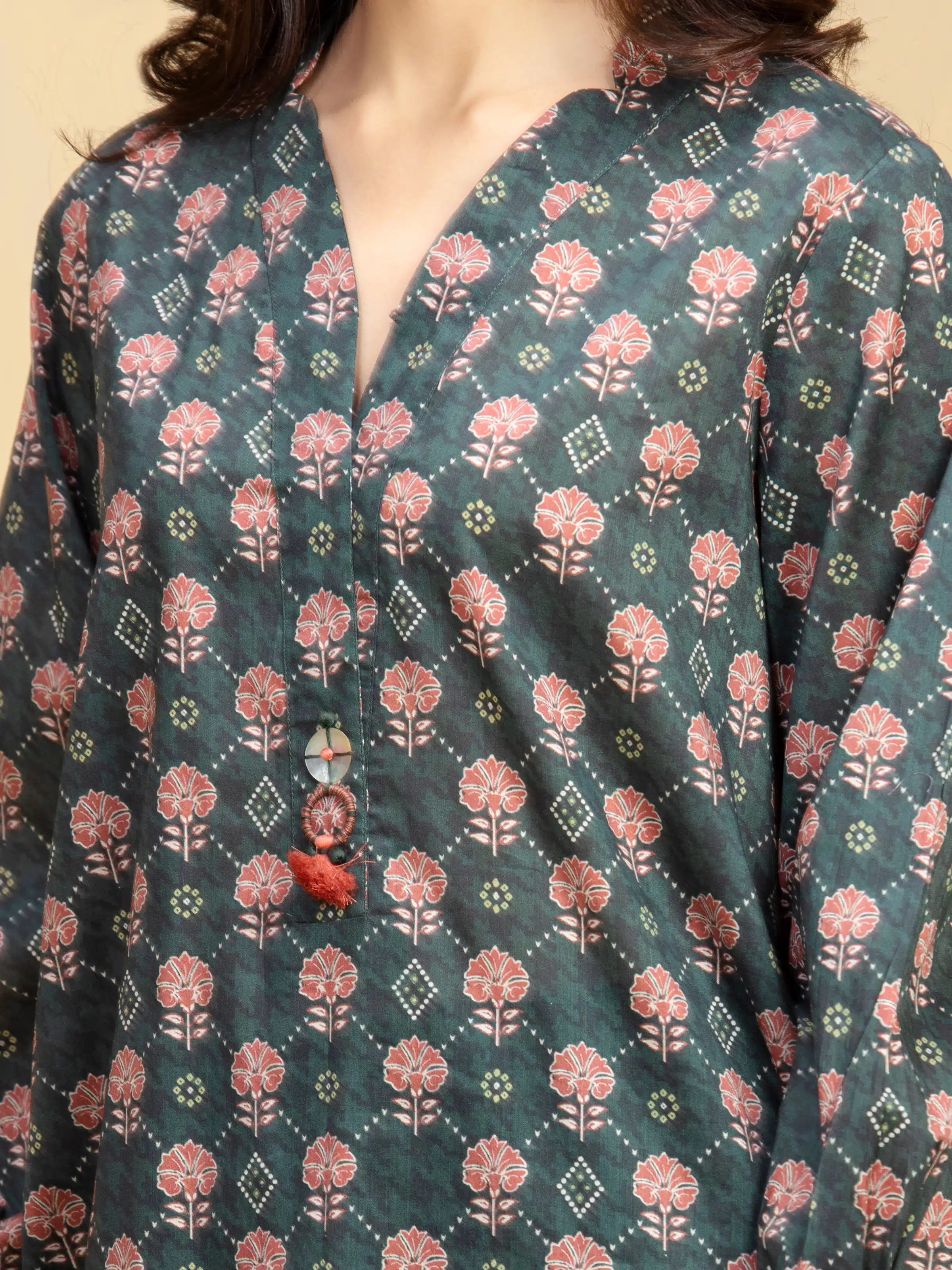 Printed Khaddar Shirt - EWU5A3-36121S - Image 3