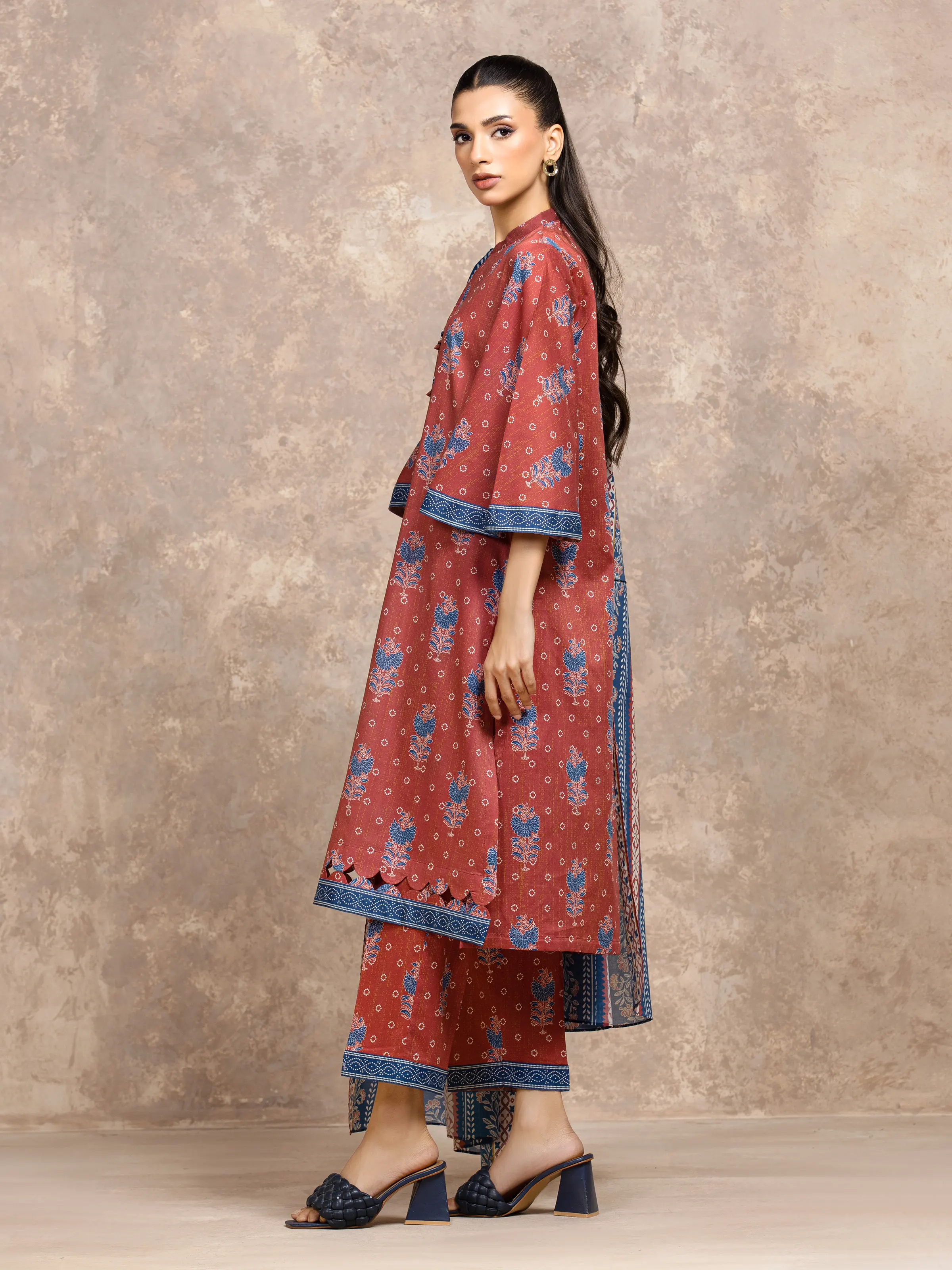 Printed Khaddar Shirt - EWU5A3-36131S - Image 4