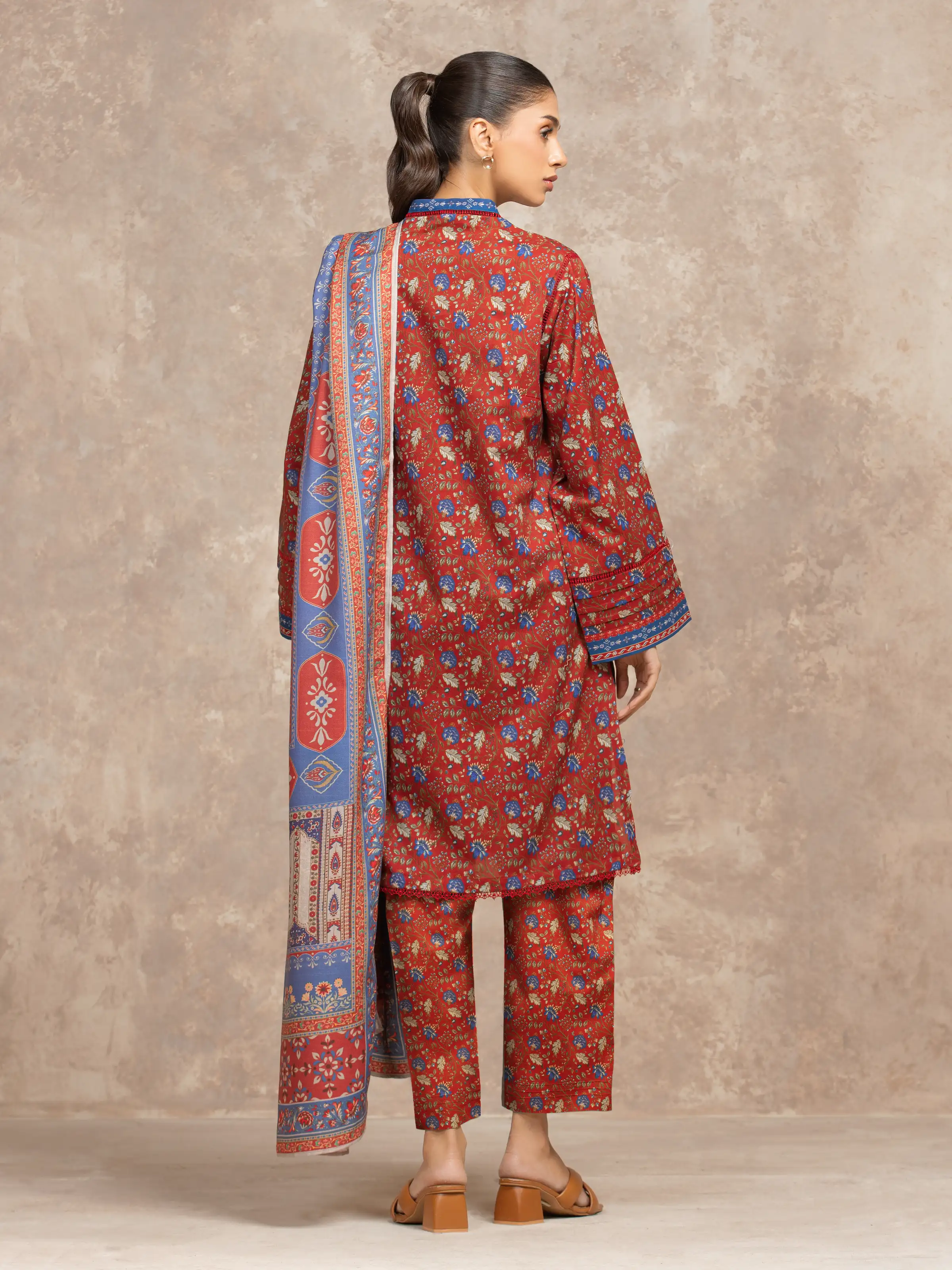 Printed Khaddar Shirt - EWU5M3-006S - Image 5