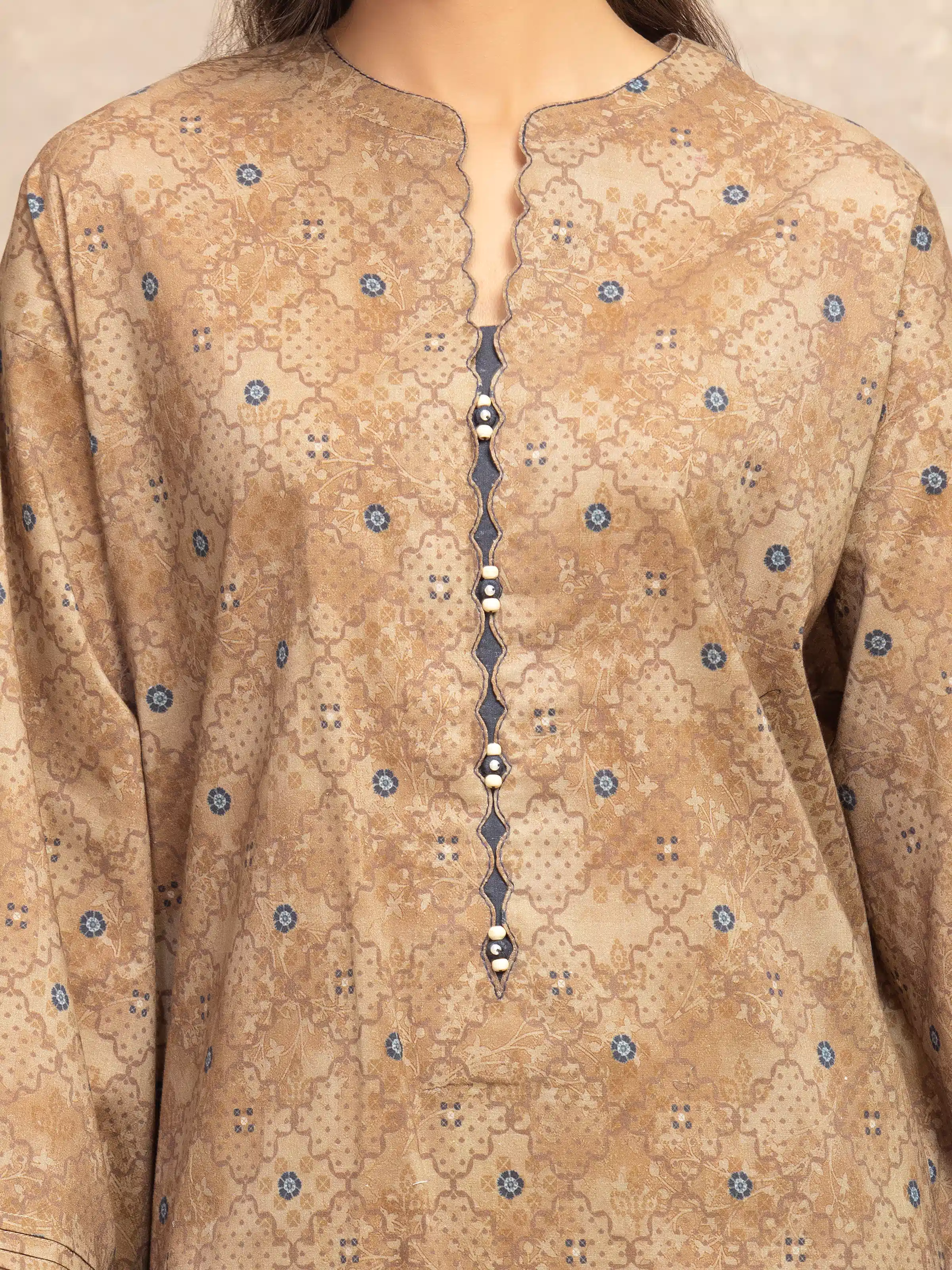 Printed Khaddar Shirt - EWU5M3-011S - Image 2