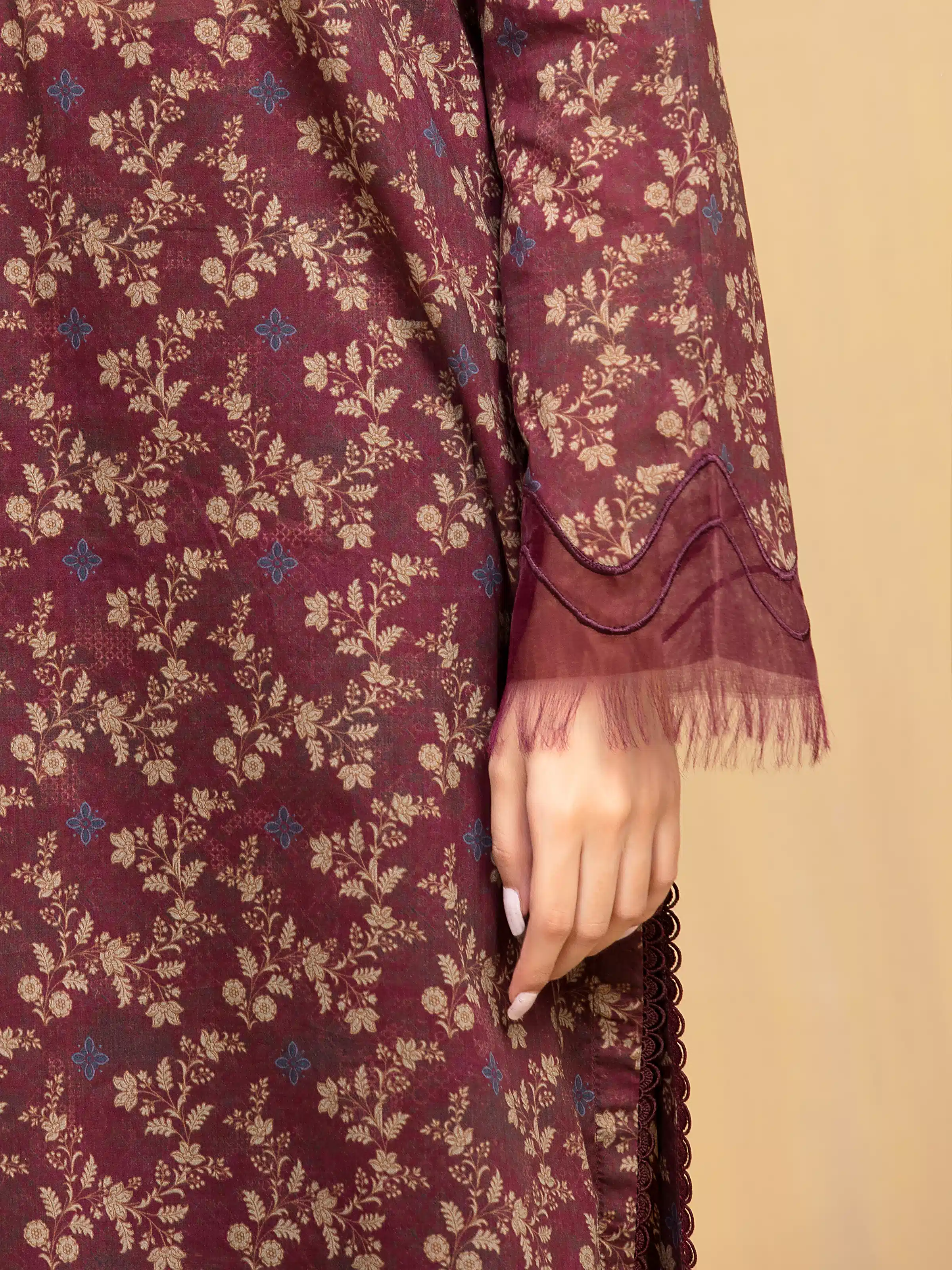 Printed Khaddar Shirt - EWU5M3-021S - Image 4