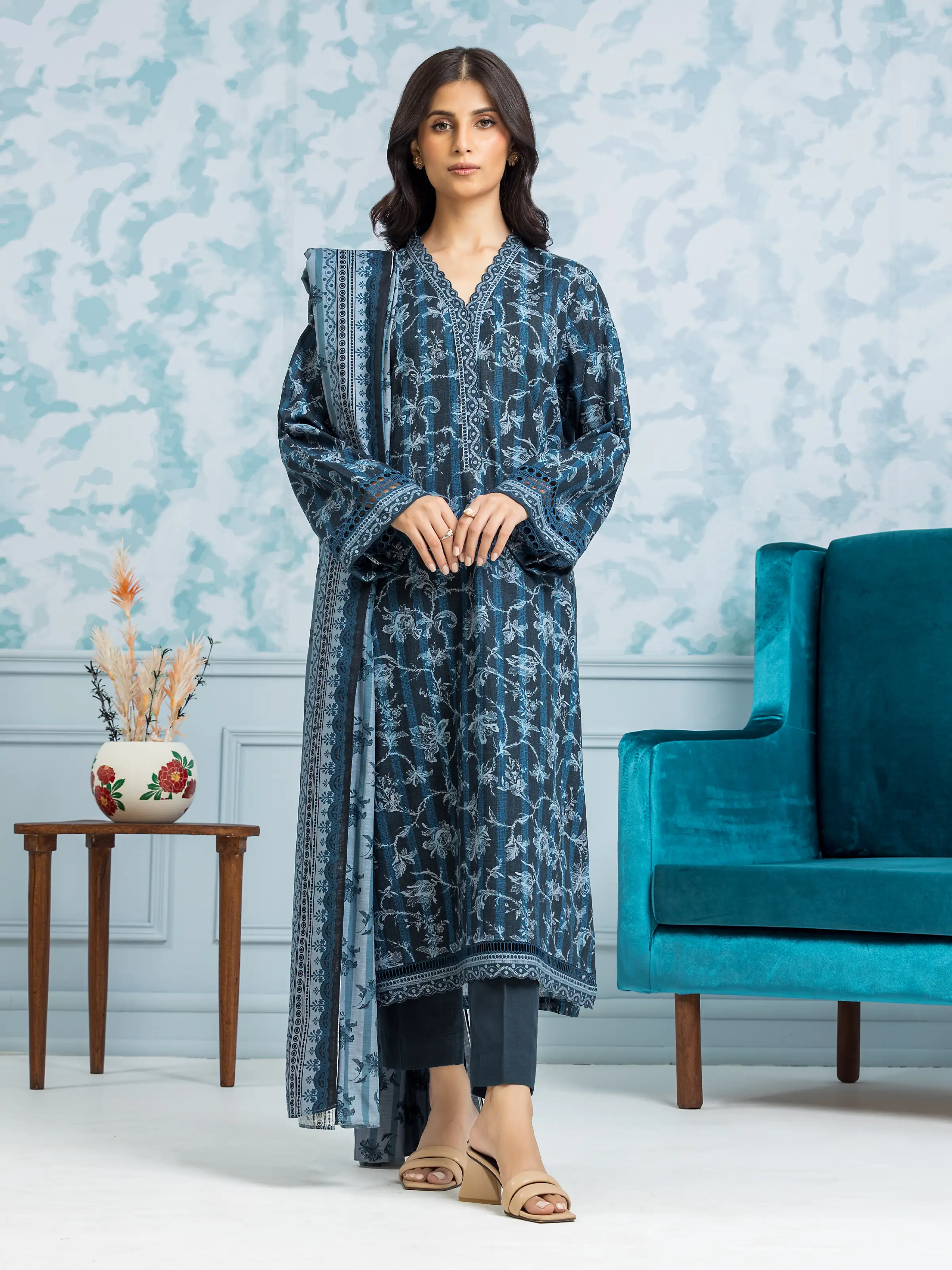 Printed Khaddar Shirt Trouser - EWU24A3-29303ST
