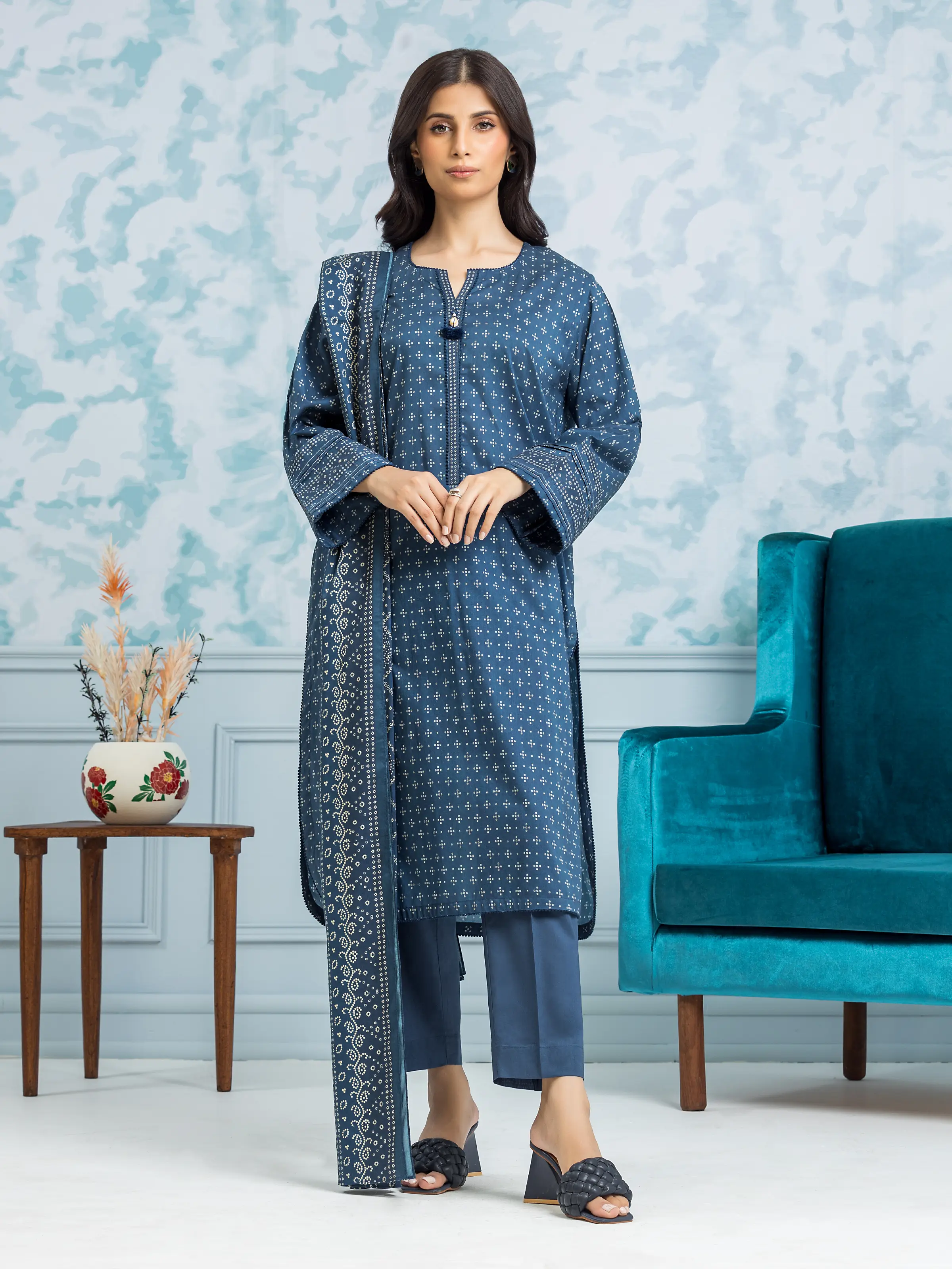 Printed Khaddar Shirt Trouser - EWU24A3-29324ST