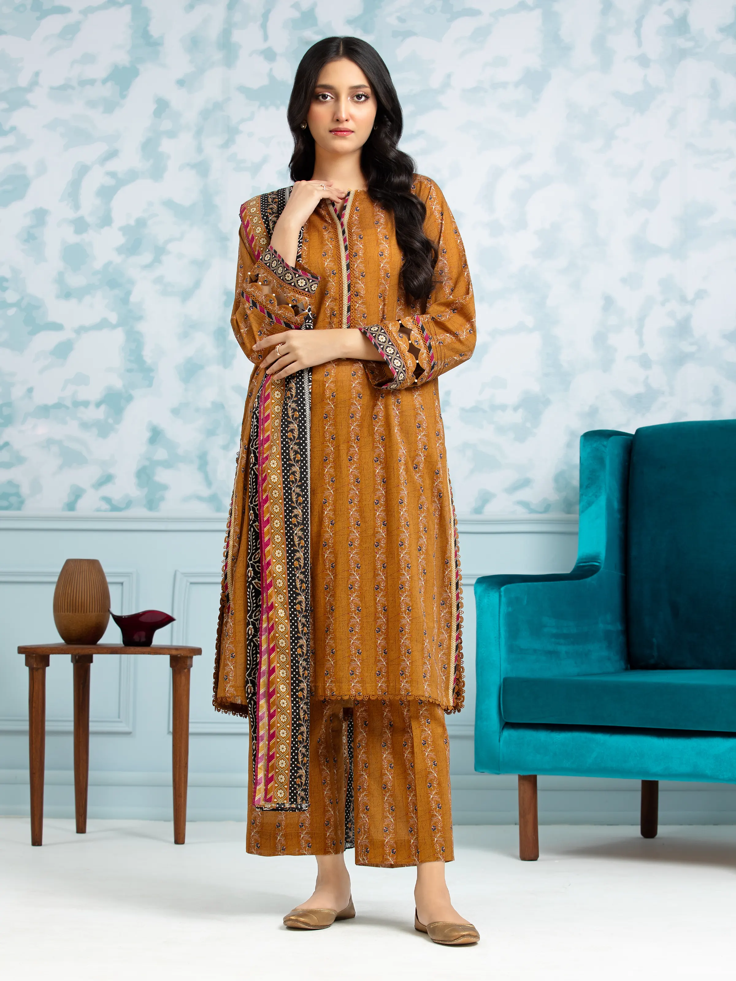 Printed Khaddar Shirt Trouser - EWU24A3-29703ST