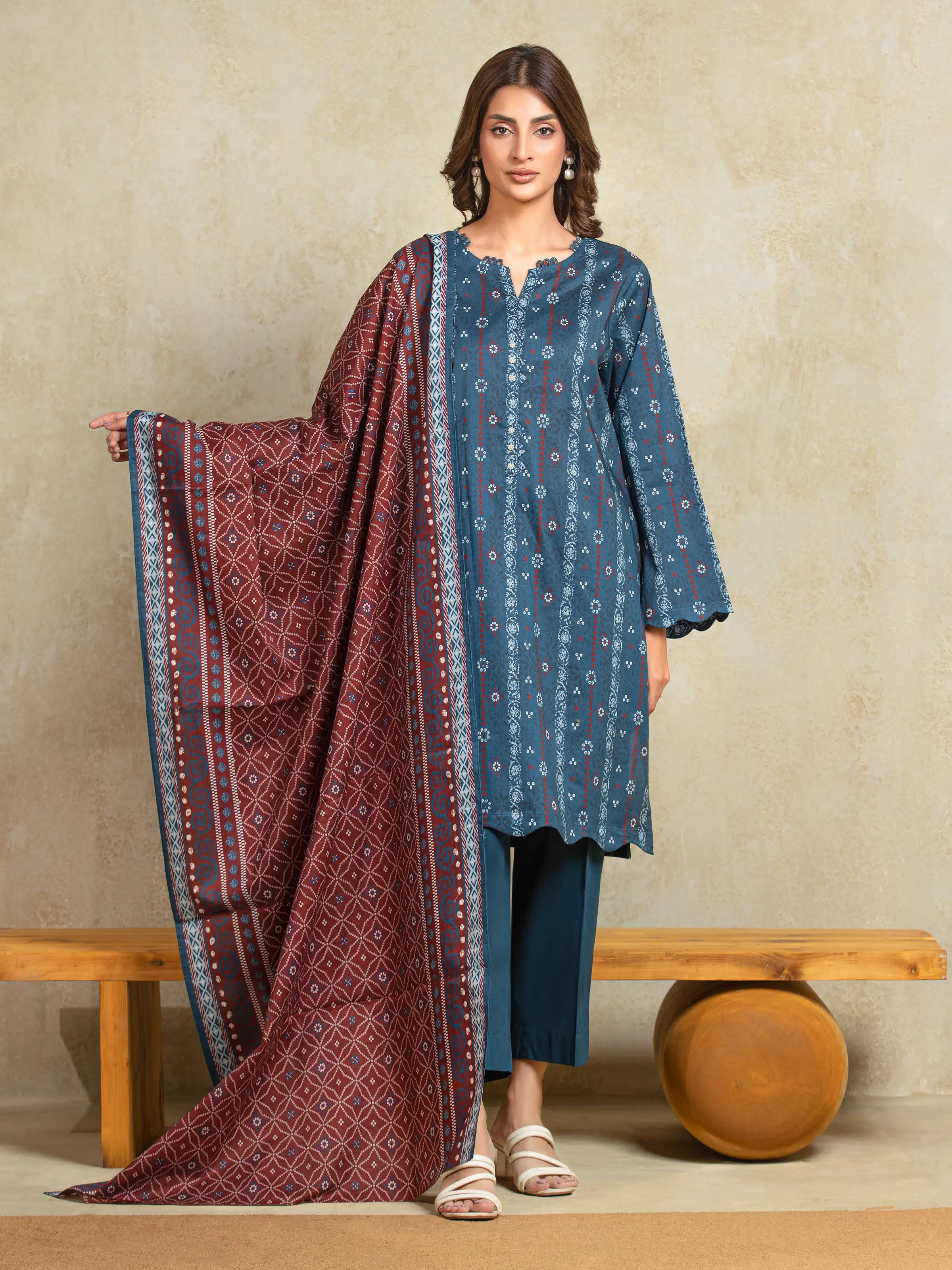 Printed Khaddar Shirt Trouser - EWU5A3-35909ST