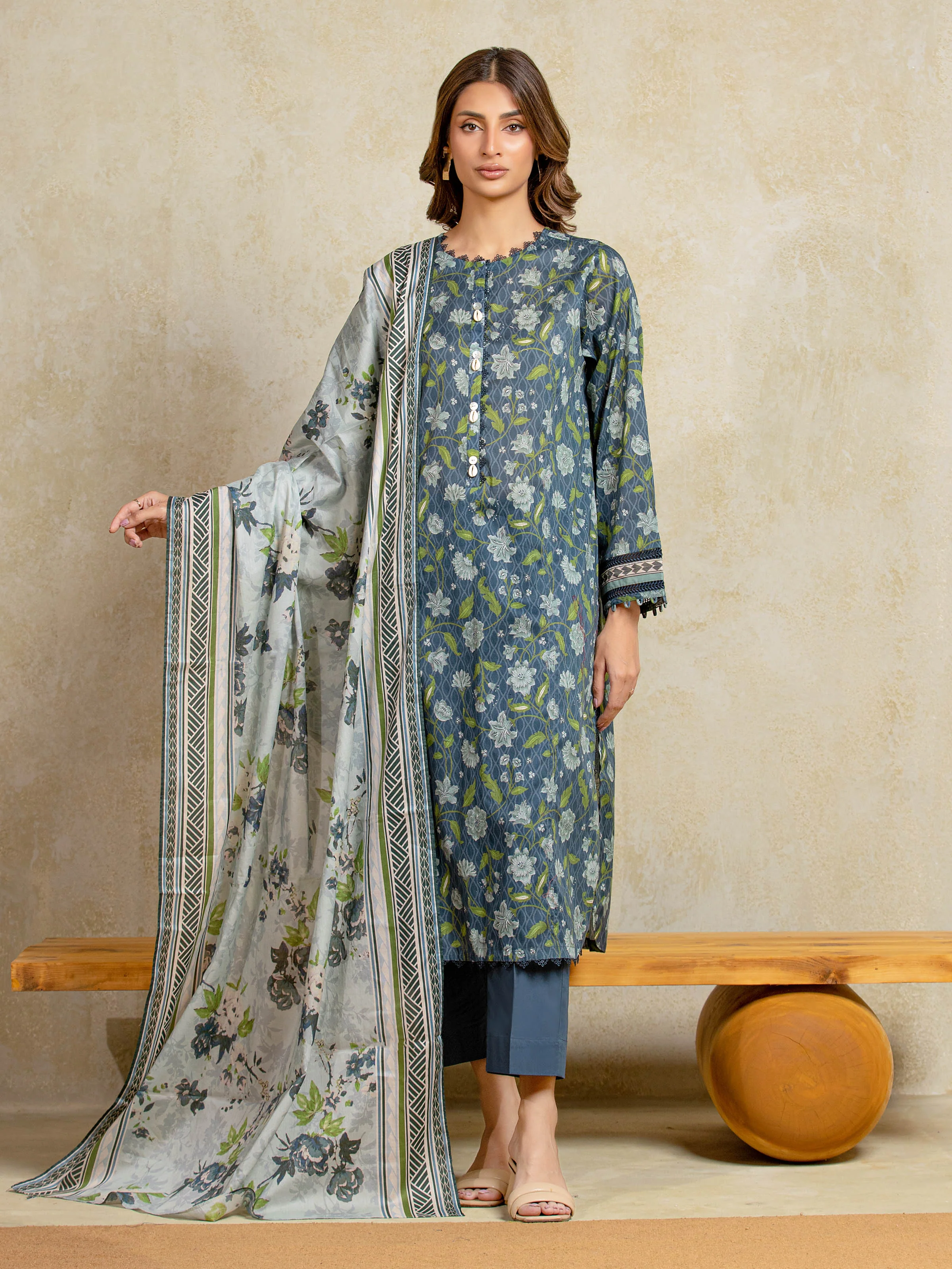 Printed Khaddar Shirt - EWU5A3-35932S