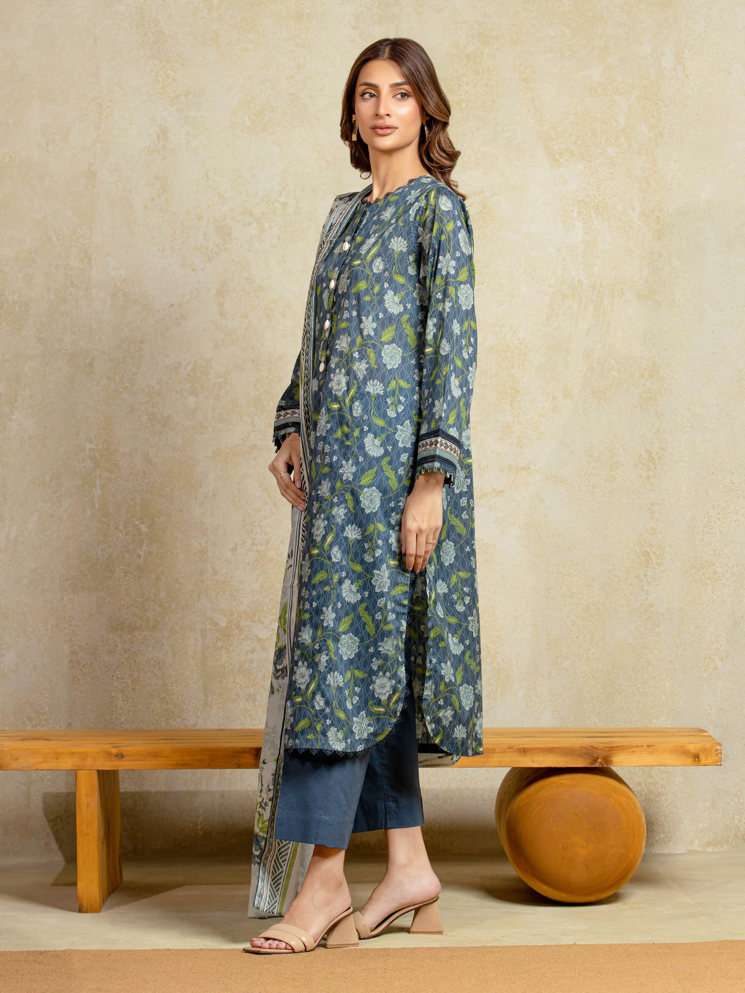 Printed Khaddar Shirt - EWU5A3-35932S - Image 6