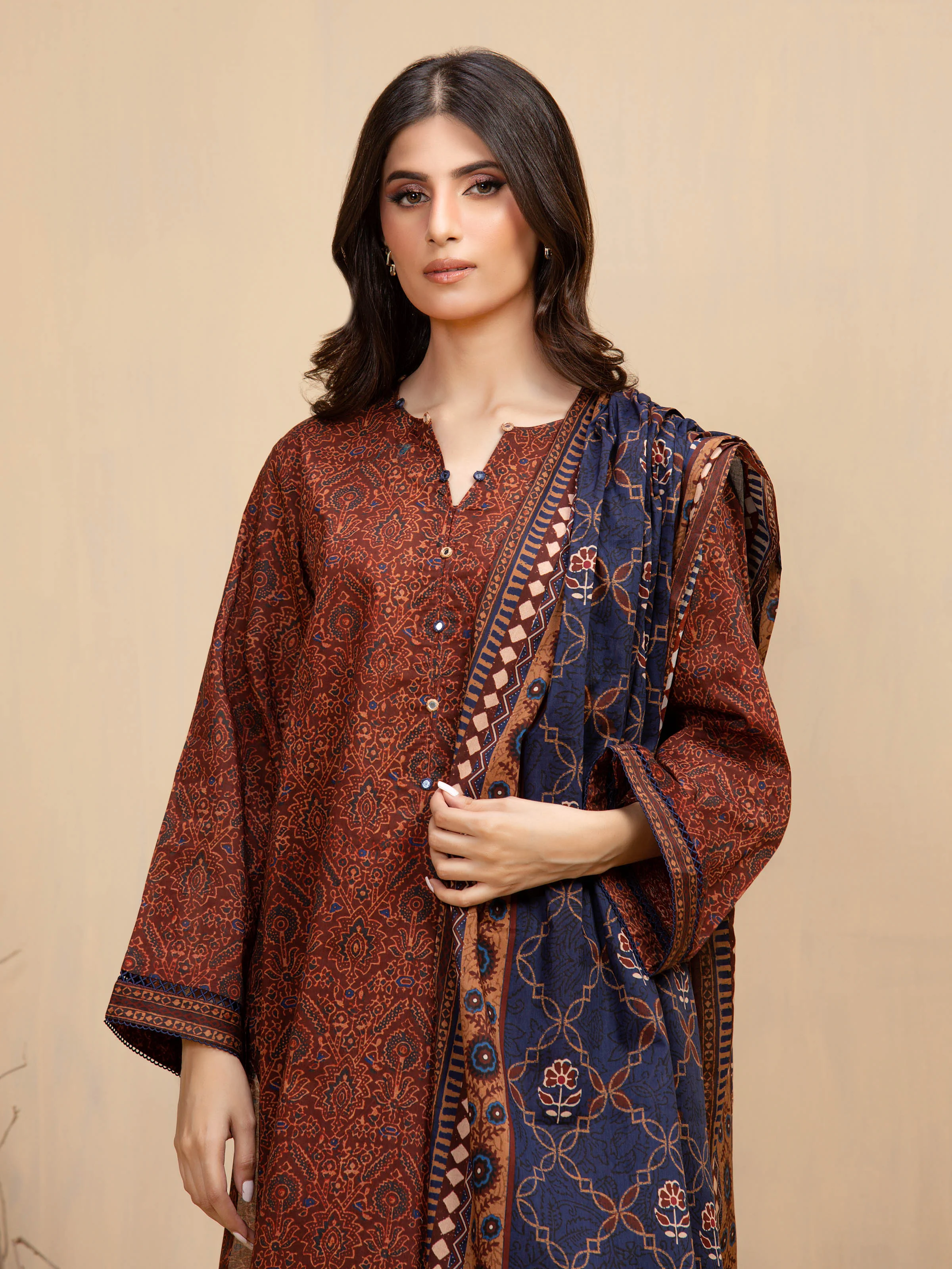 Printed Khaddar Shirt Trouser - EWU5A3-35998ST - Image 2