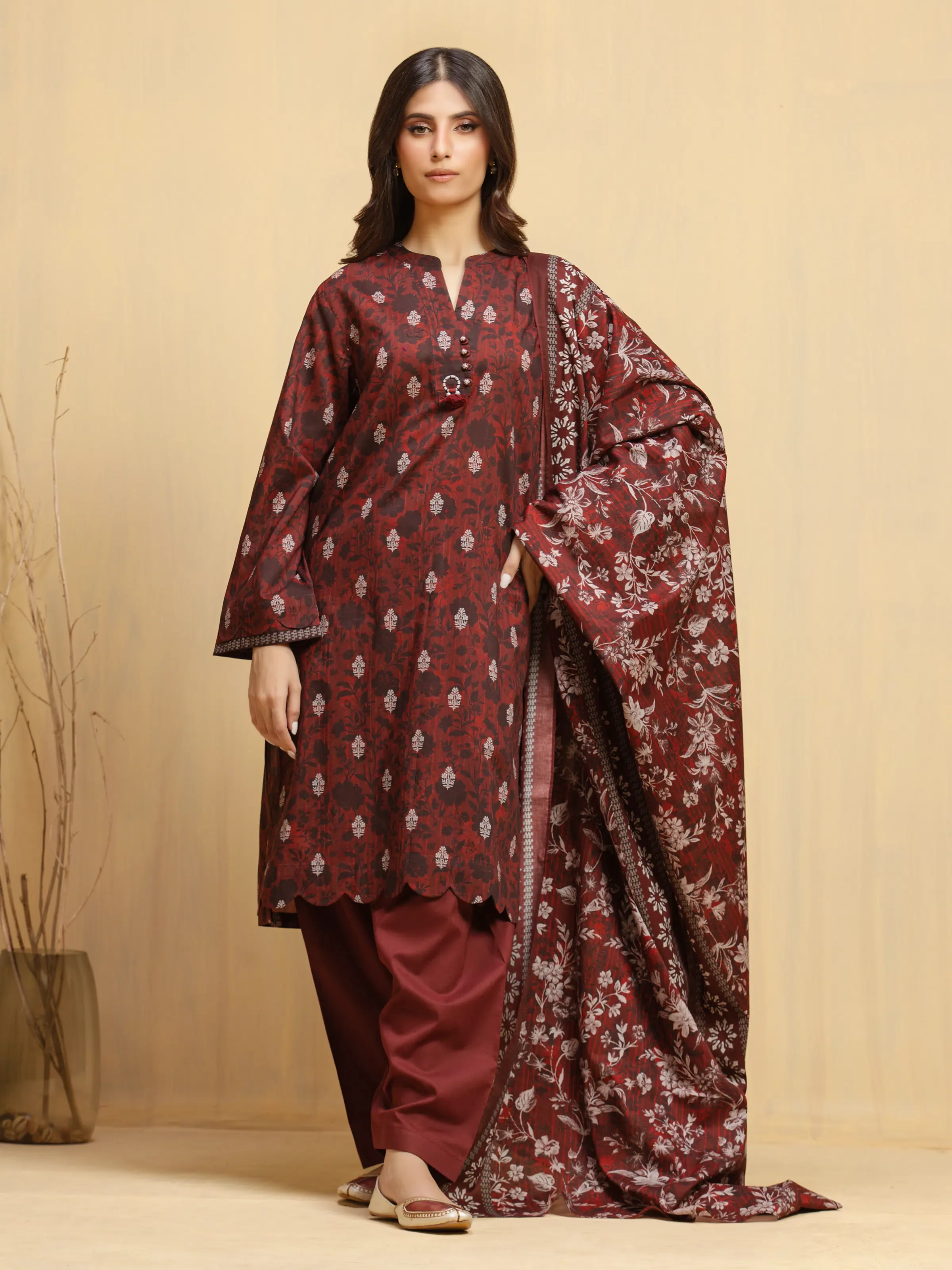 Printed Khaddar Shirt Trouser - EWU5A3-36021ST