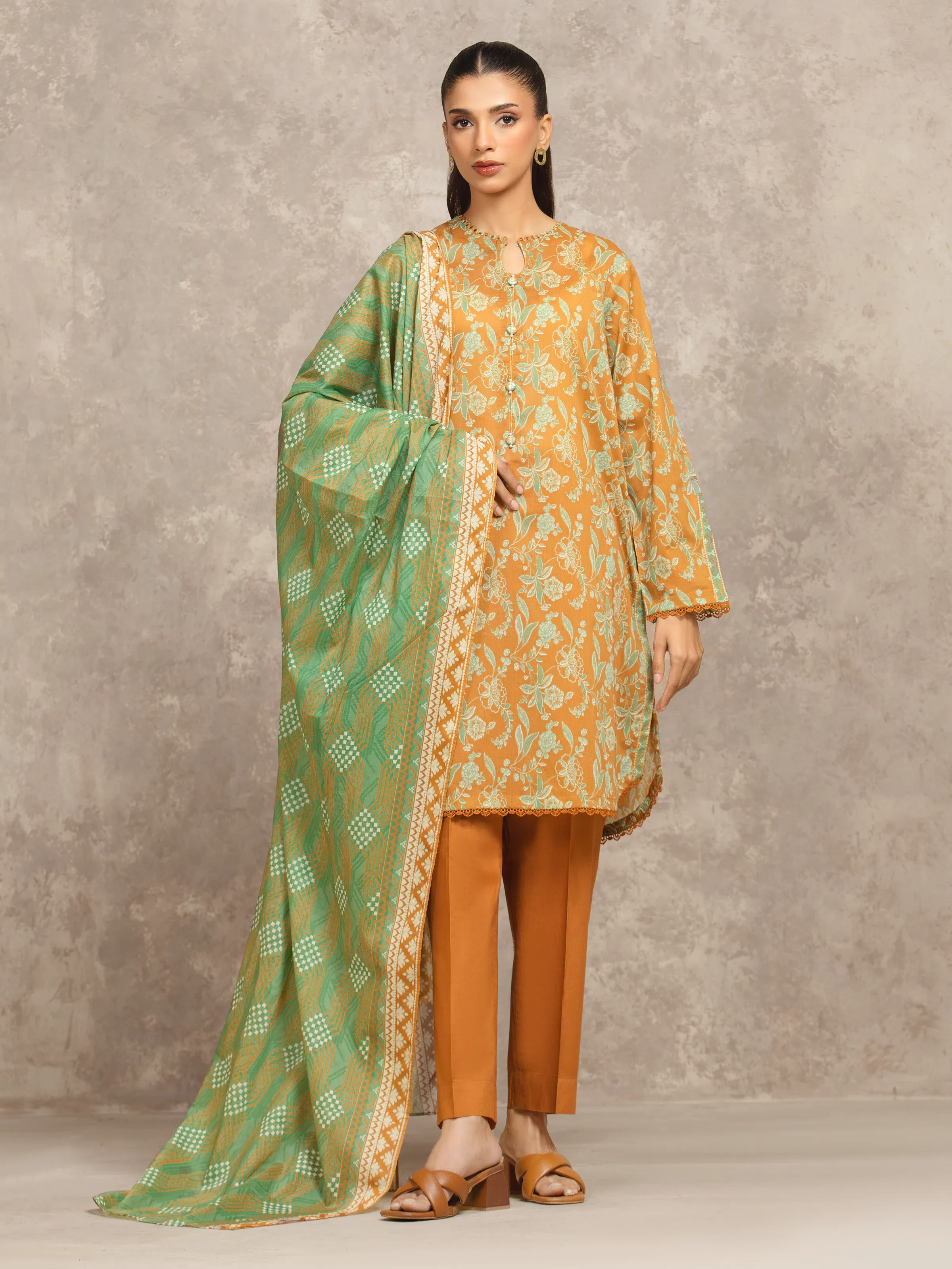 Printed Khaddar Shirt - EWU5A3-36050S