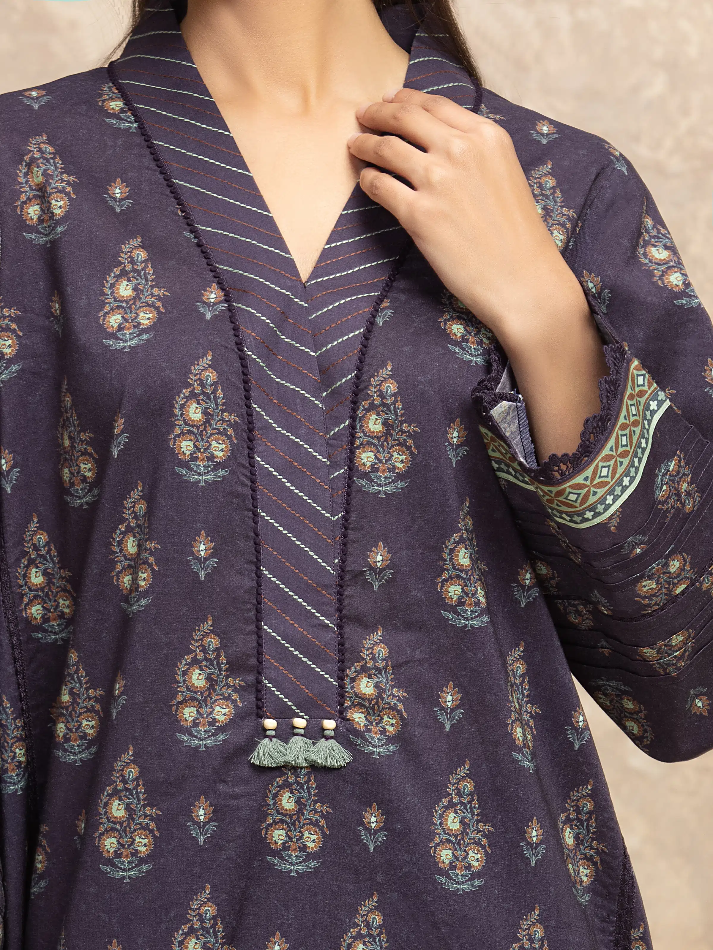 Printed Khaddar Shirt - EWU5M3-024S - Image 3