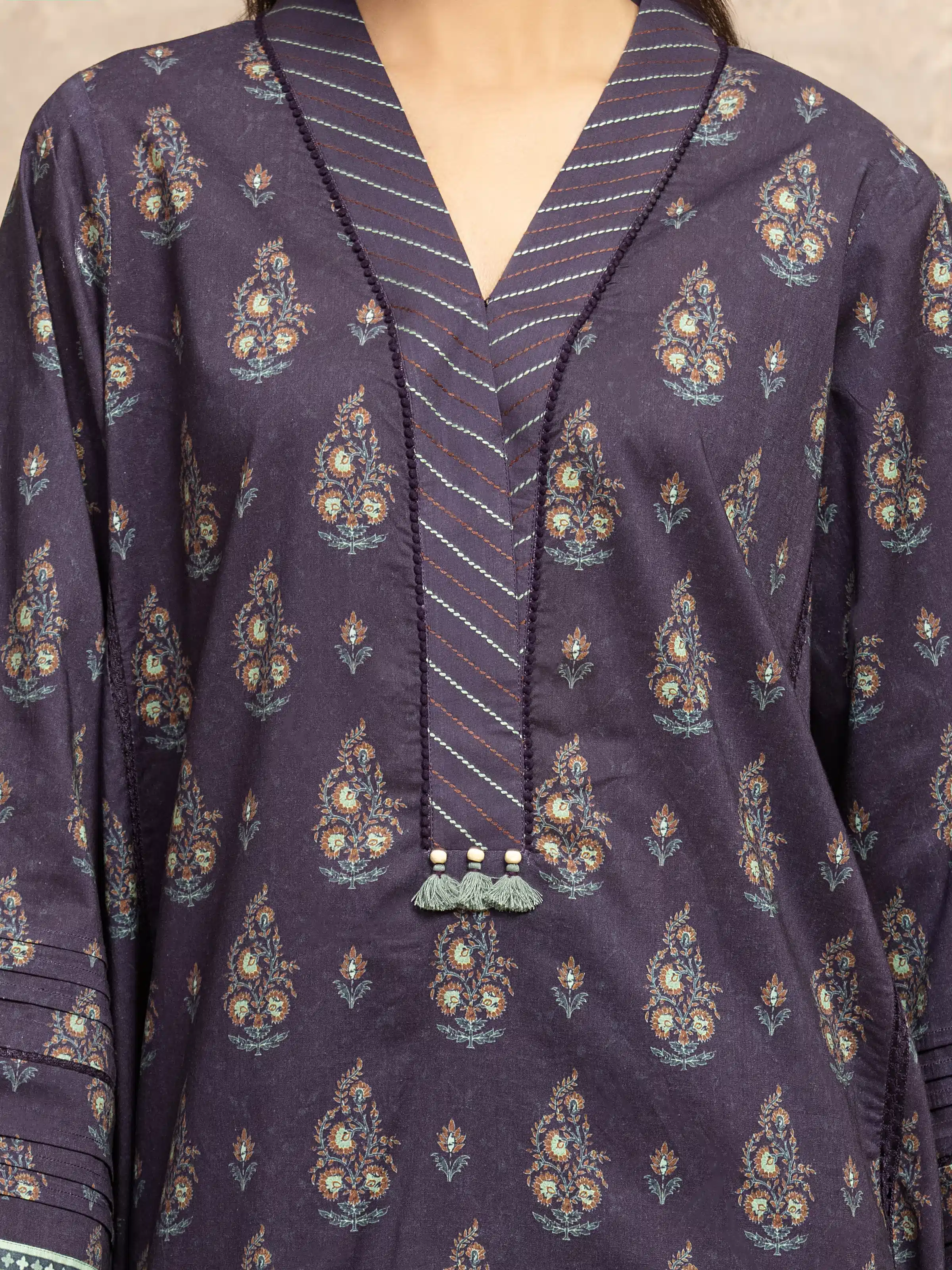 Printed Khaddar Shirt - EWU5M3-024S - Image 4