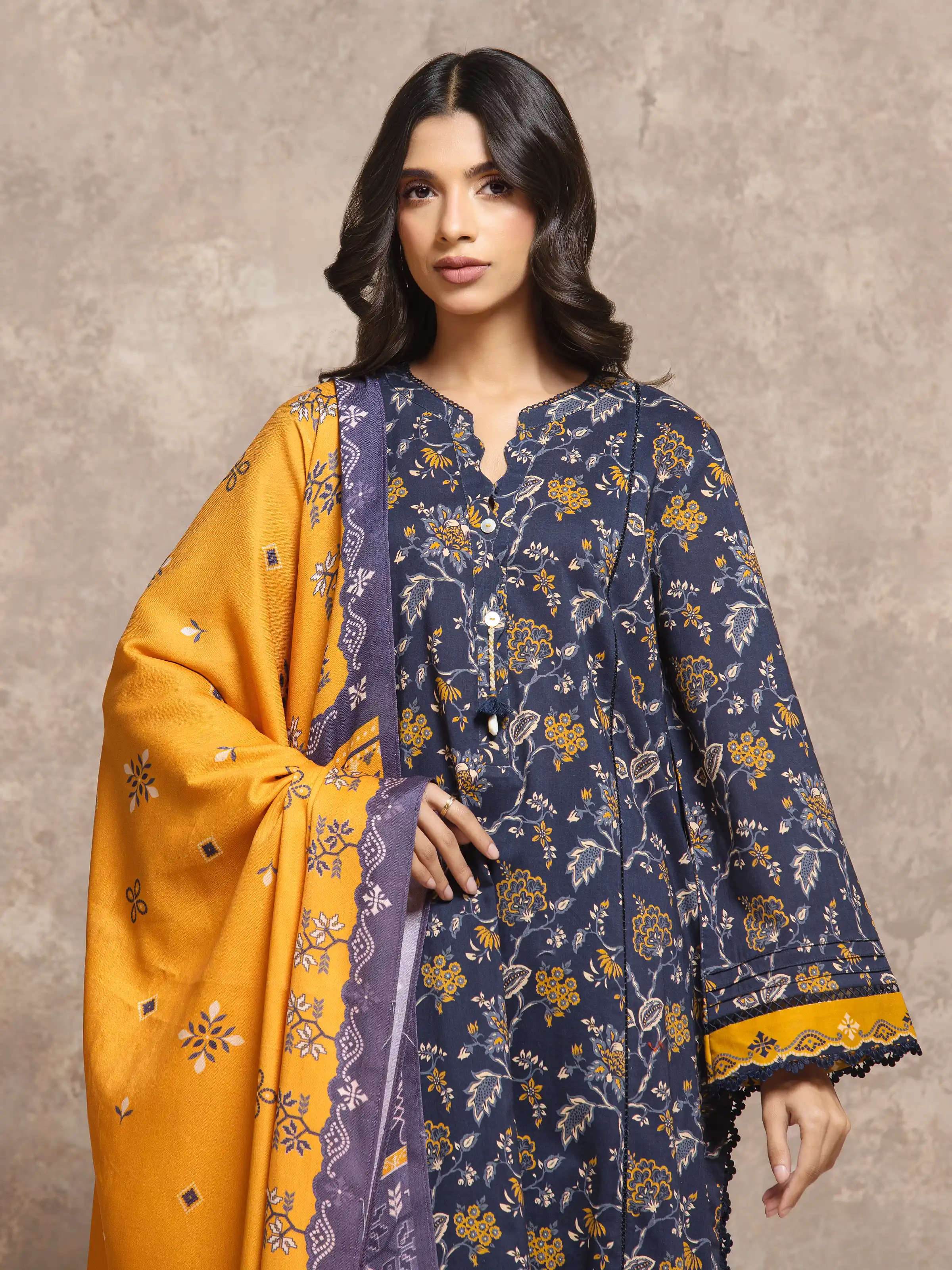 Printed Khaddar Shirt Trouser - EWU5M3-038ST - Image 2