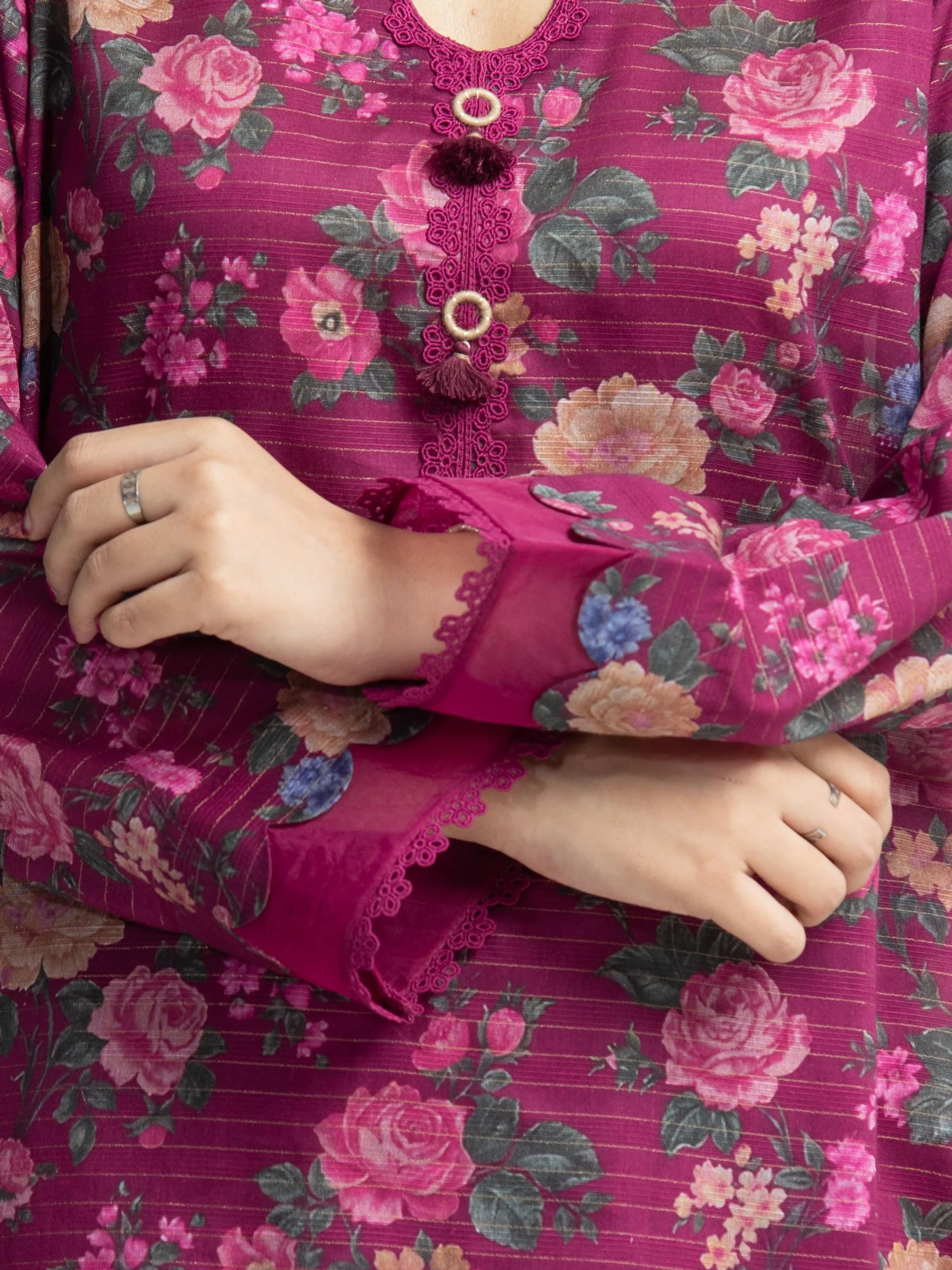 Printed Zari Lawn Suit - EWU6M6-058-3P - Image 3