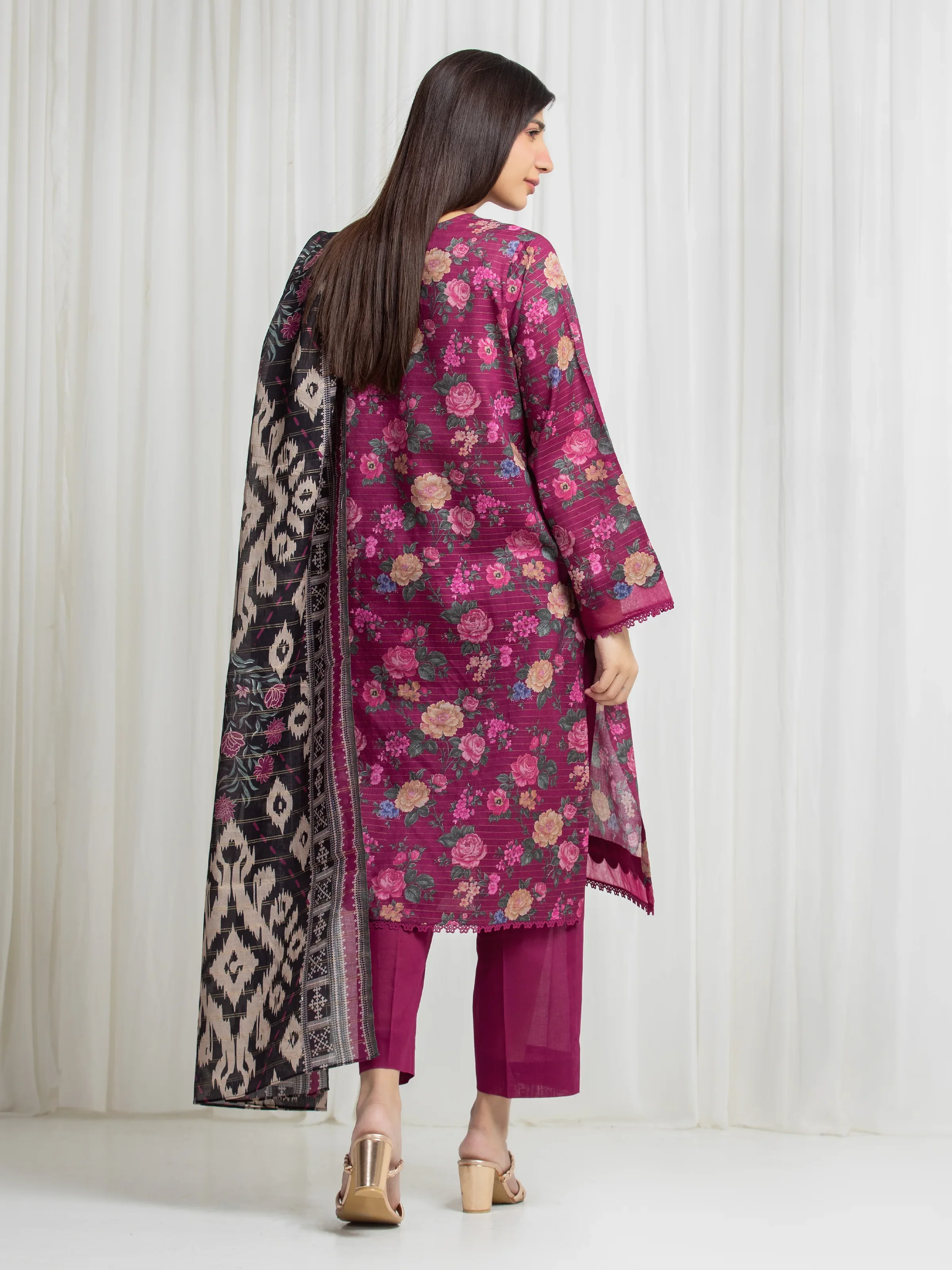 Printed Zari Lawn Suit - EWU6M6-058-3P - Image 4